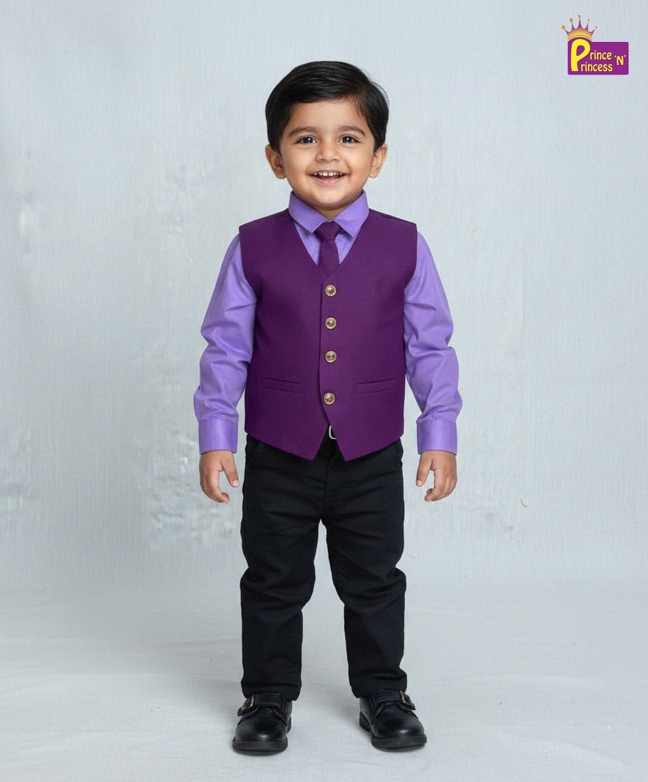 Boys Wine Wtih Purple Coat Suite WC021 - Prince N Princess