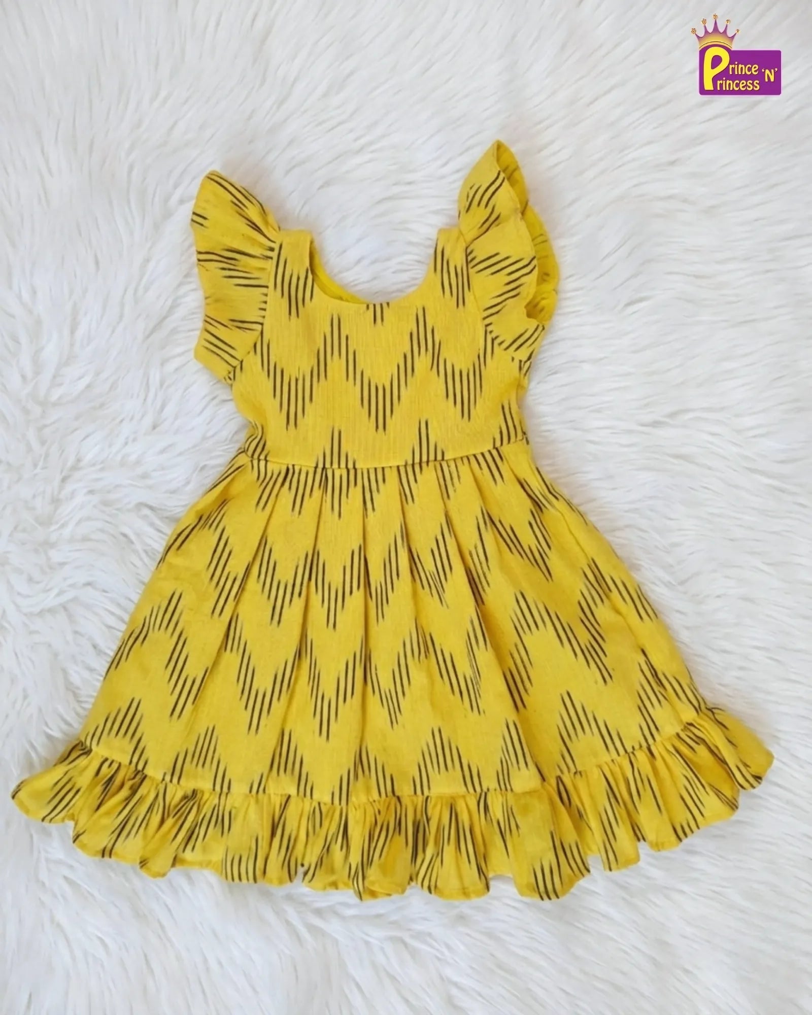Breathable Cotton Ikkat Knee Frock for Girls - Comfortable Summer Dress CF393 for kids festival wear