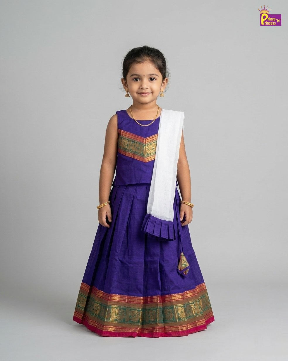 Chettinad Cotton Lehenga Choli in Blue LC296 - Prince N Princess