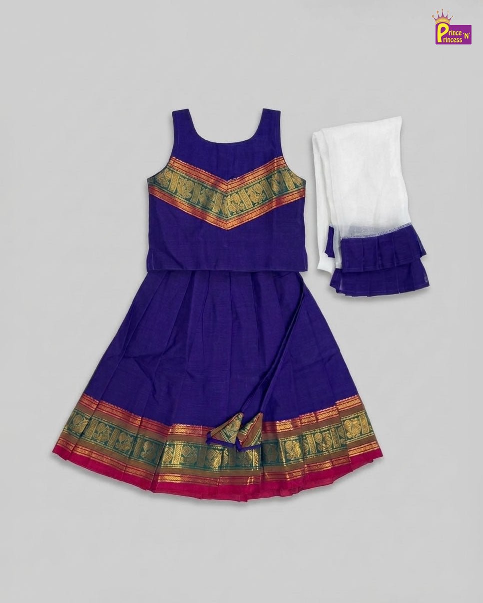 Chettinad Cotton Lehenga Choli in Blue LC296 - Prince N Princess