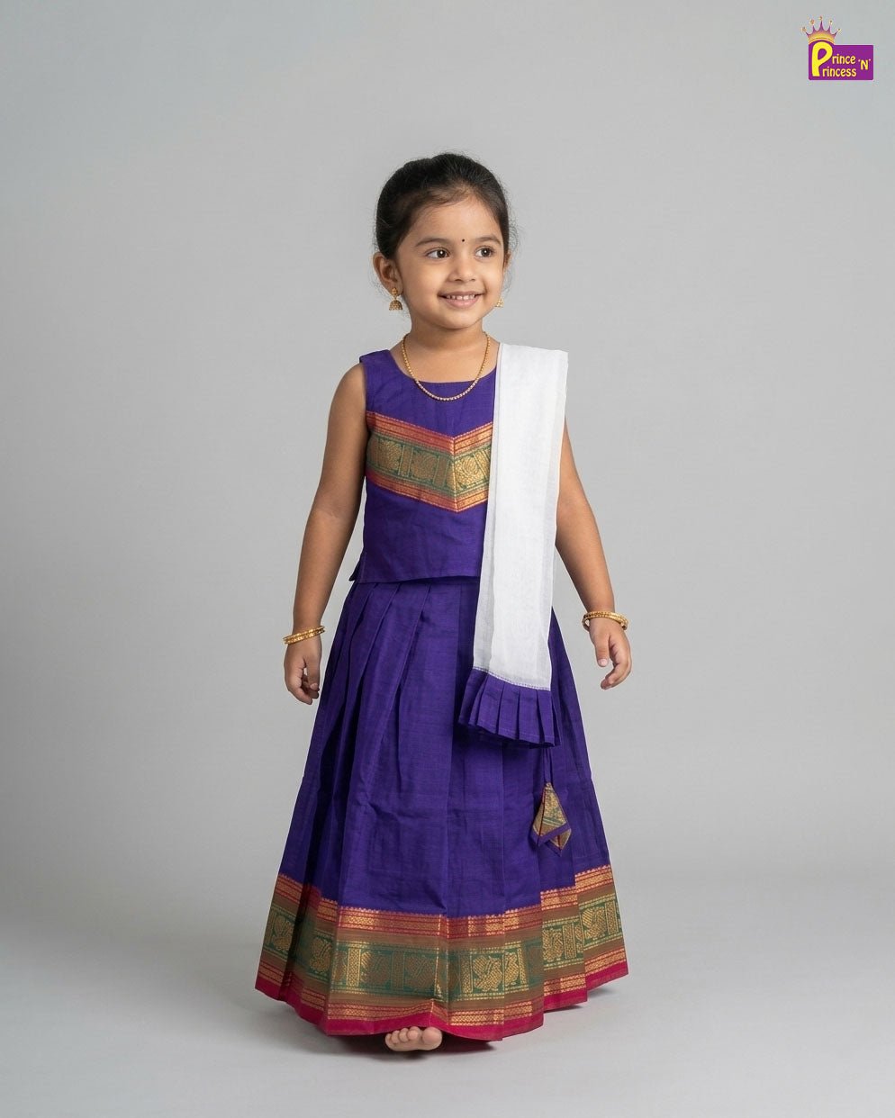 Chettinad Cotton Lehenga Choli in Blue LC296 - Prince N Princess