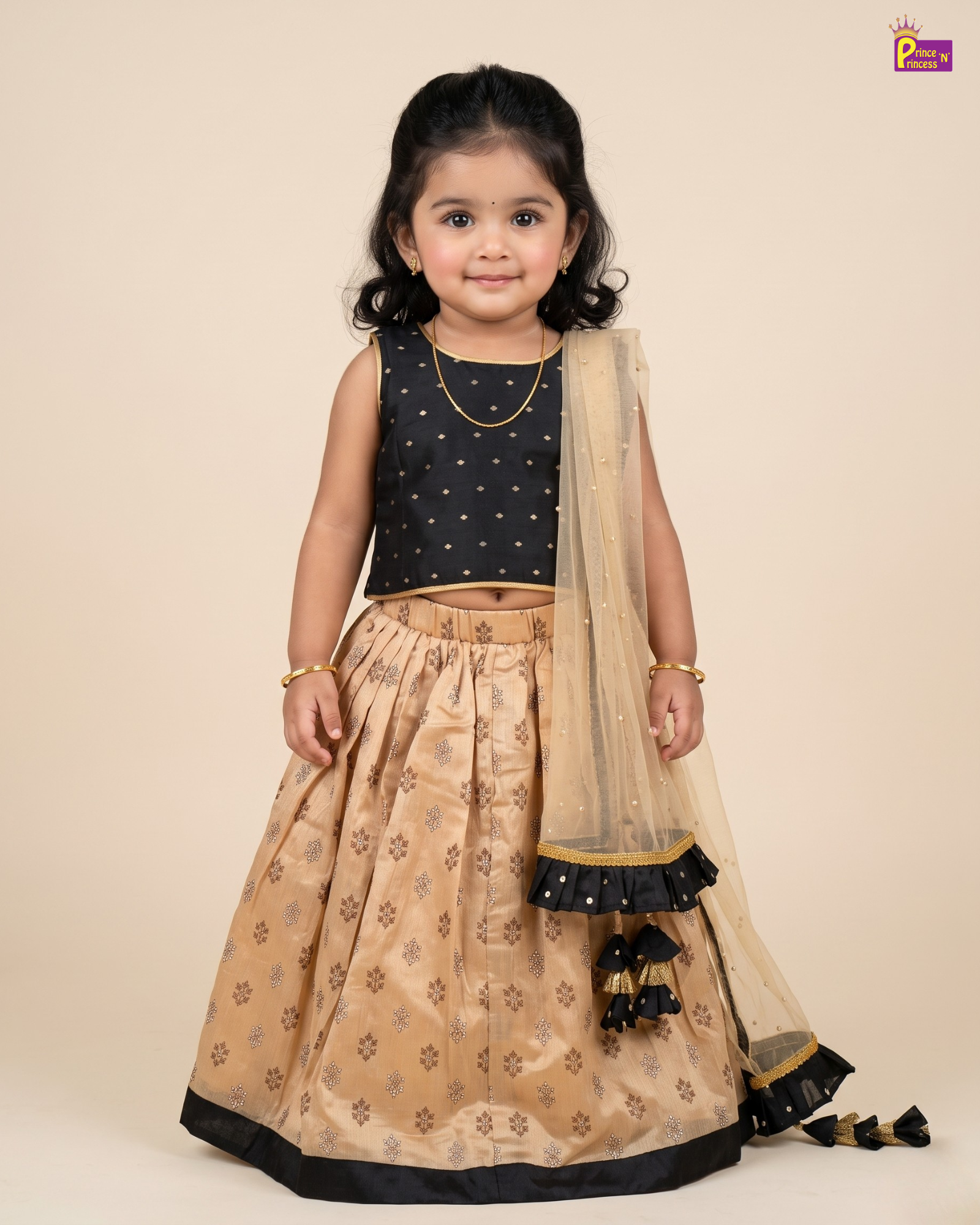 Black & Champagne Gold Designer Lehenga Choli for Girls LC201