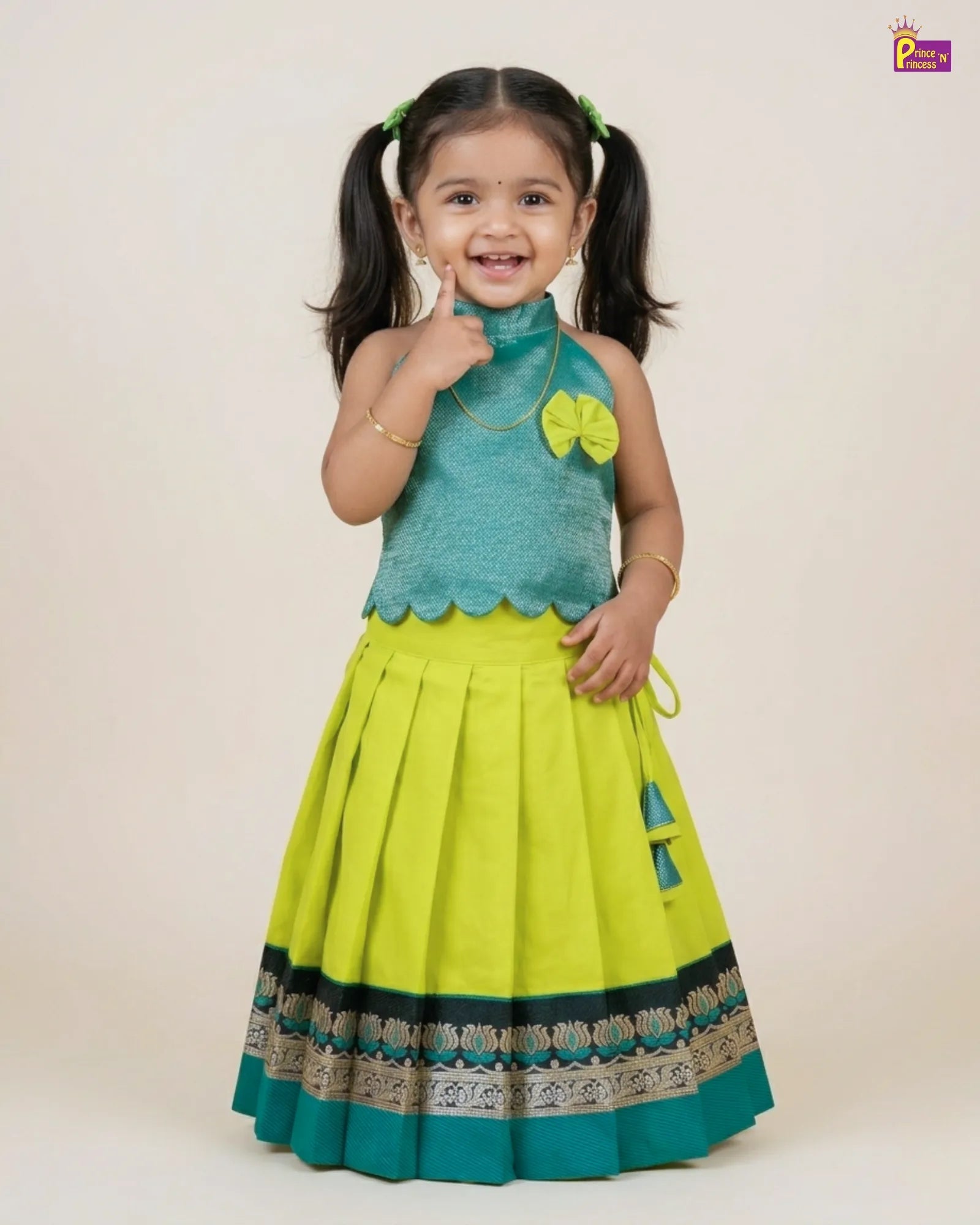 newborn lime green pattu pavadai