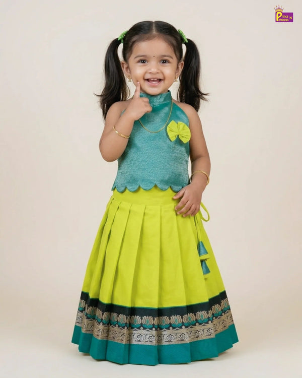 newborn lime green pattu pavadai