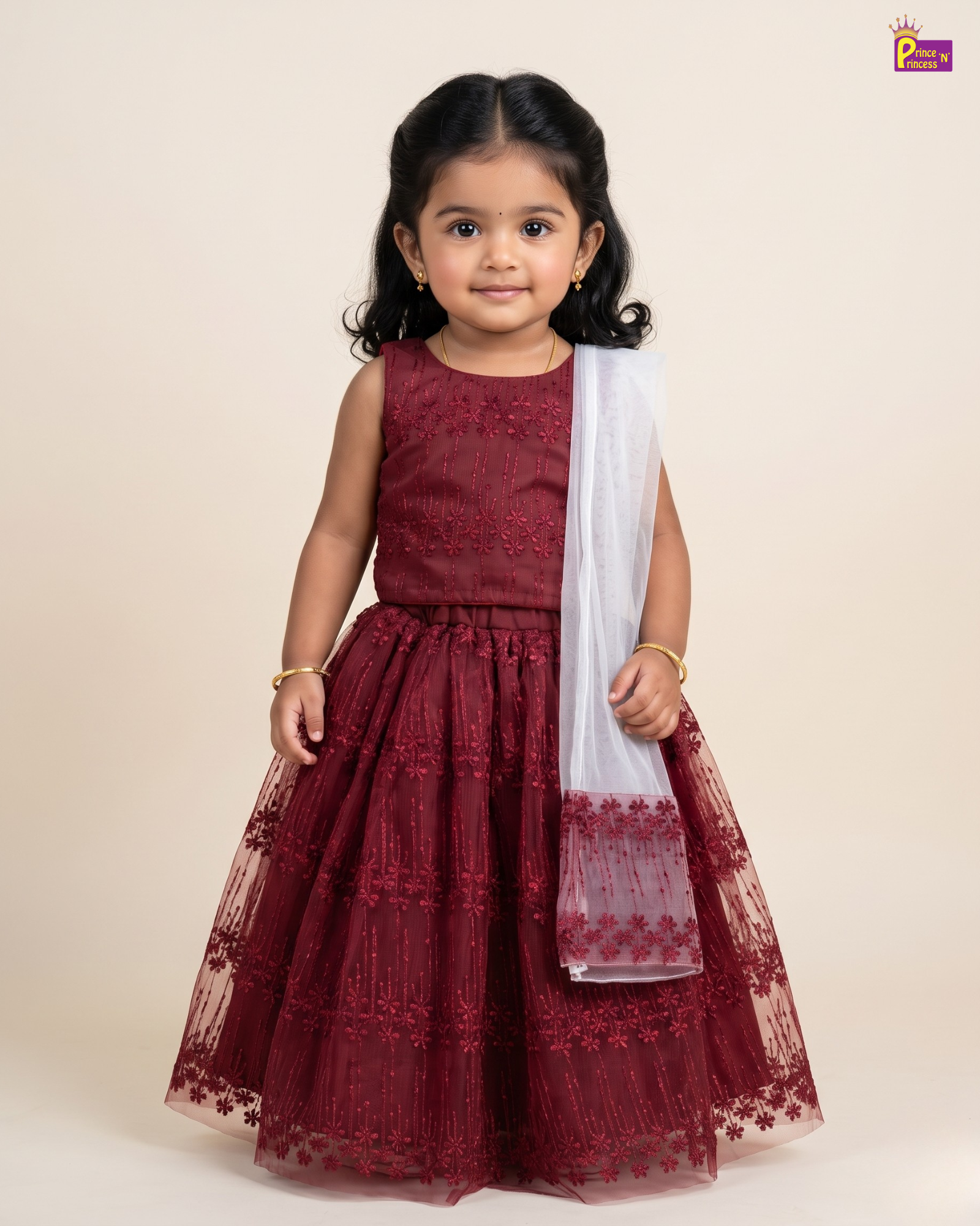 Girls’ Red Elegant Party Wear Outfit - LC256