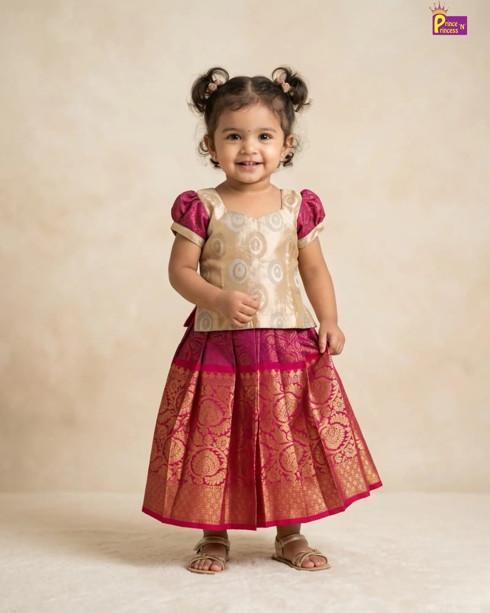 Girls Banarasi Pattu Traditional Pattupavadai PPP2053 for kids festival wear