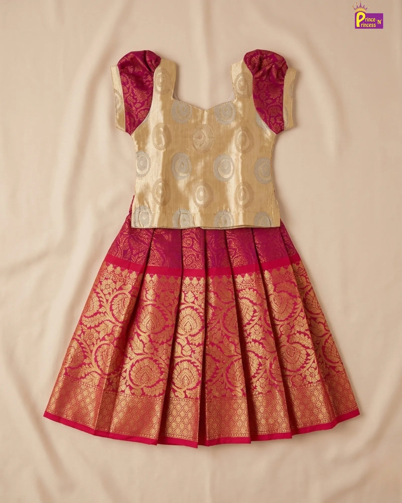 Girls Banarasi Pattu Traditional Pattupavadai PPP2053 for kids festival wear