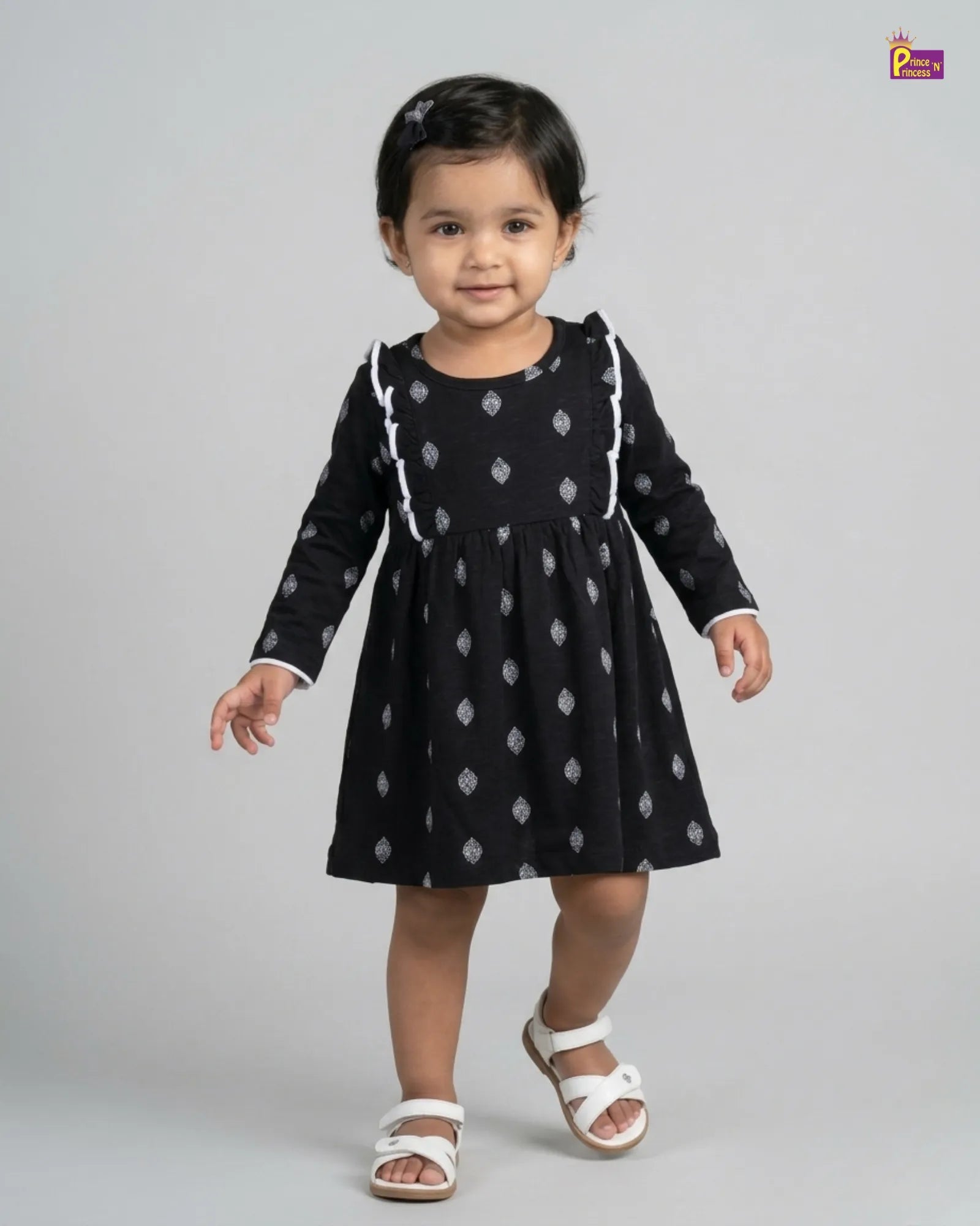Girls Black Knitted Frock KF033 for kids festival wear