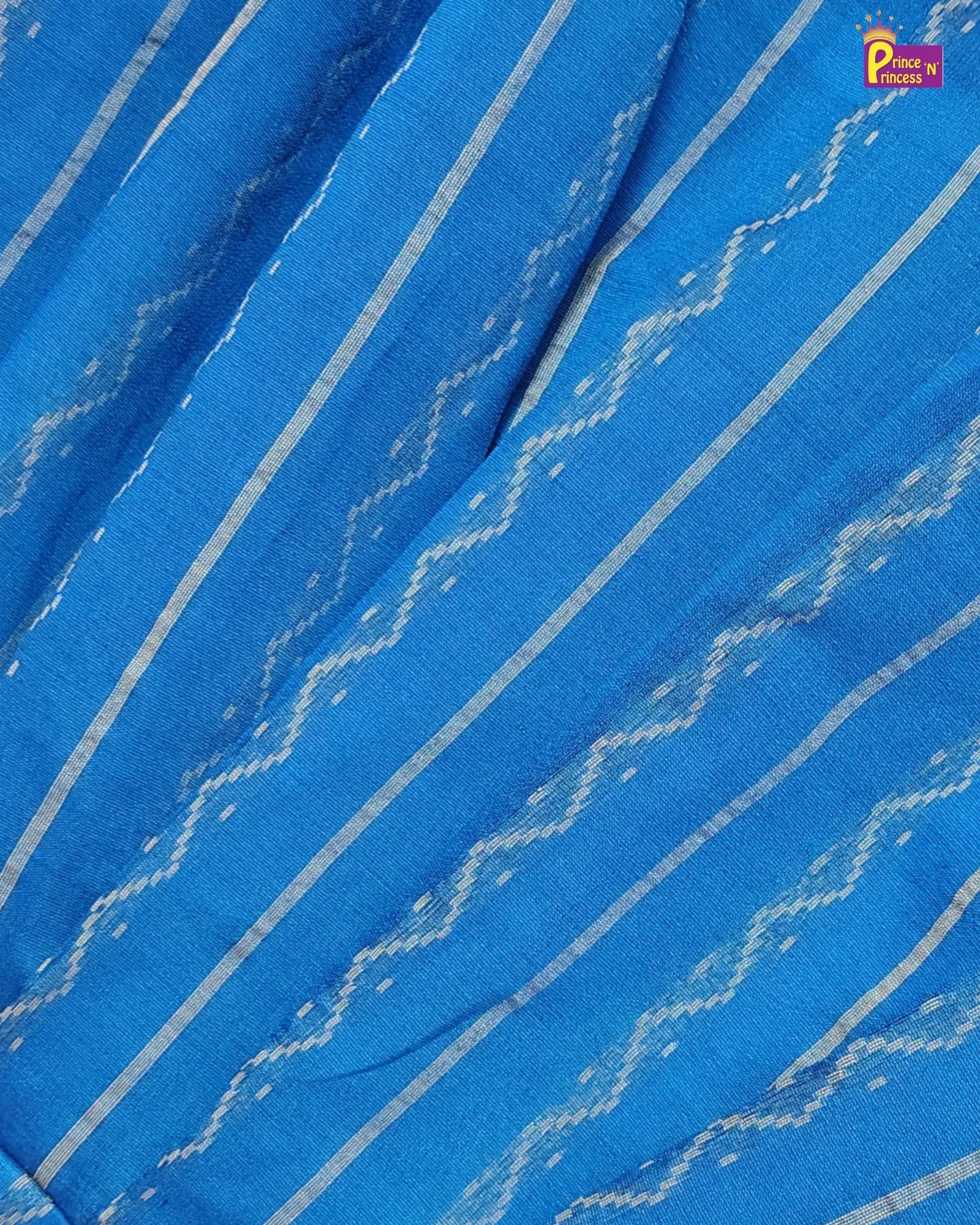 Girls Blue Striped Cotton Frock – Puff Sleeve Everyday Dress CF429 for kids festival wear