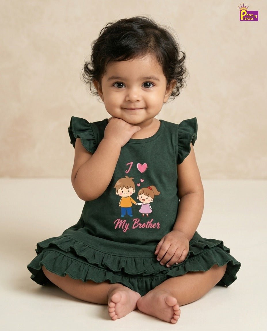 Girls Bottle Green Knitted Frock KF061 - Prince N Princess