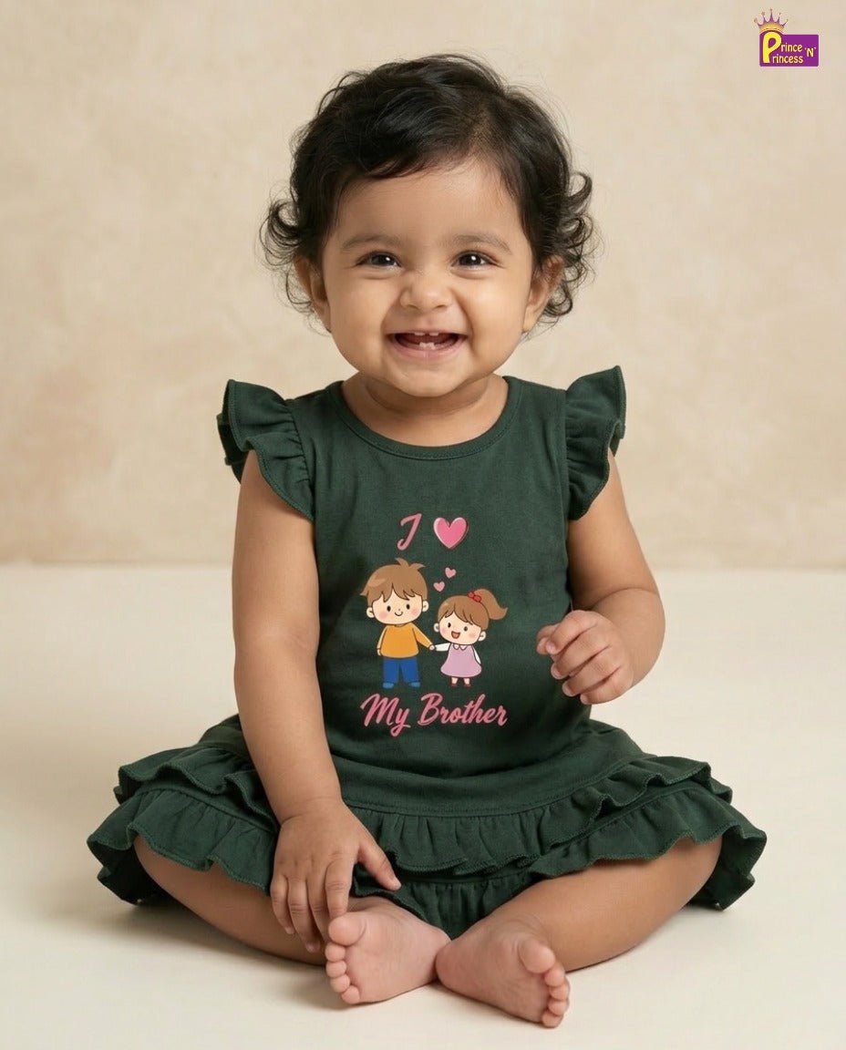 Girls Bottle Green Knitted Frock KF061 - Prince N Princess