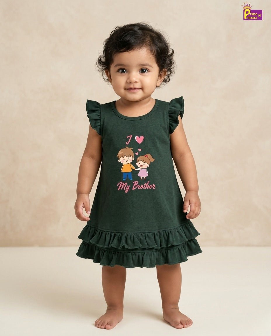 Girls Bottle Green Knitted Frock KF061 - Prince N Princess