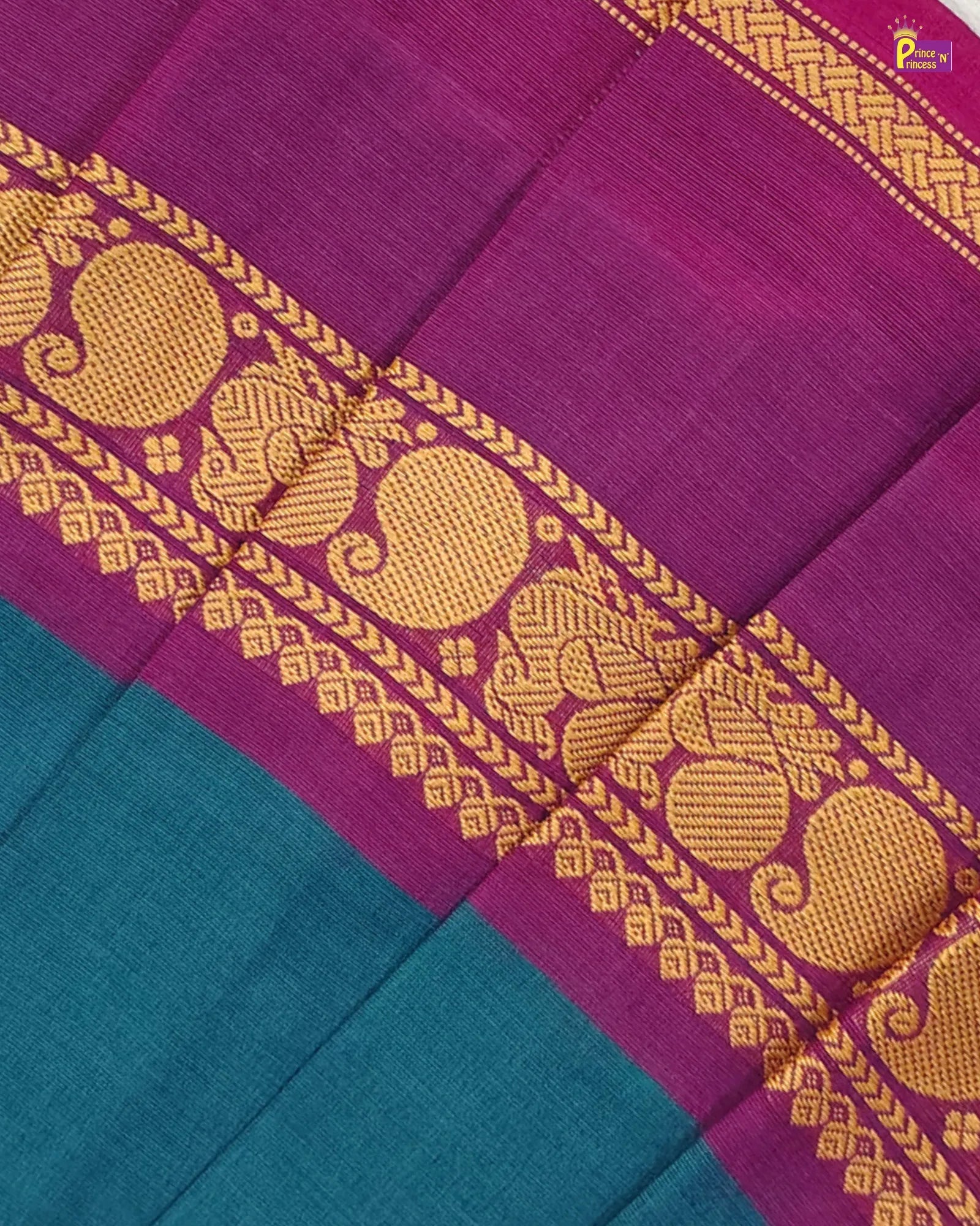 Purple and blue fabric with gold embroidery