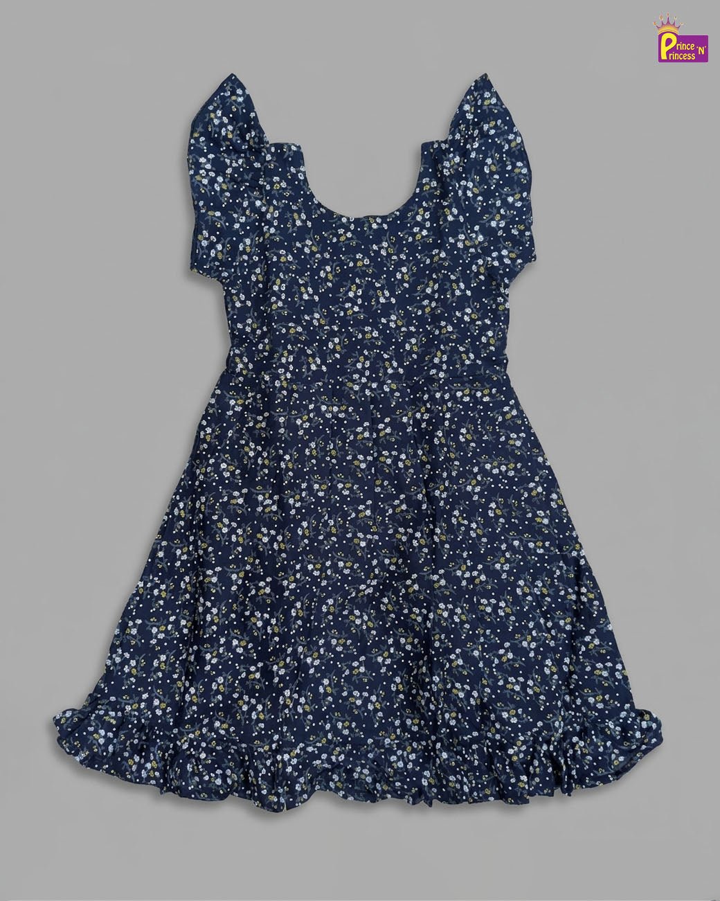 Girls Cotton Frock in Navy CF286 - Prince N Princess