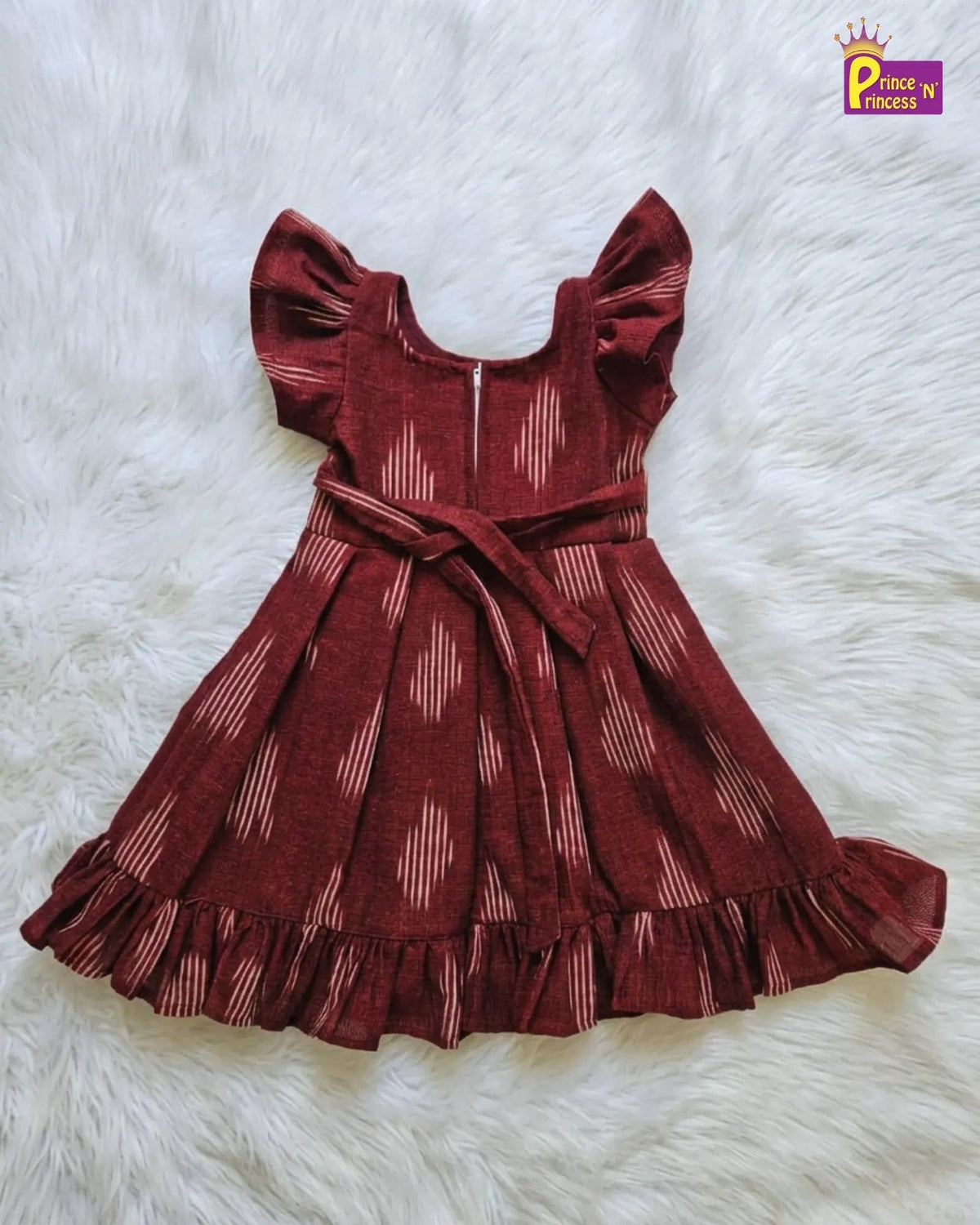 Girls Cotton Ikkat Knee Frock - Breathable Summer Dress CF394 - Prince N Princess