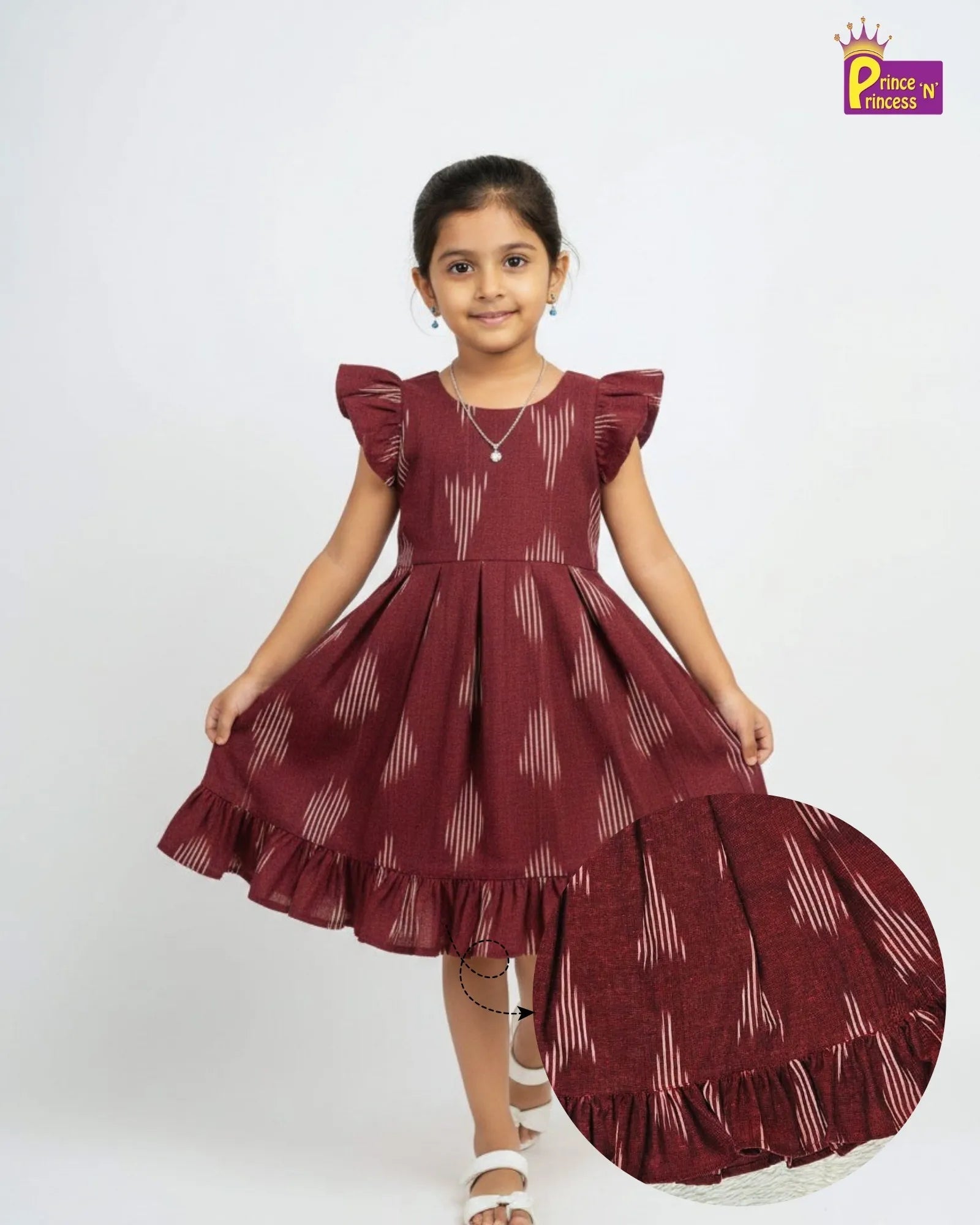 Girls Cotton Ikkat Summer Knee Frock