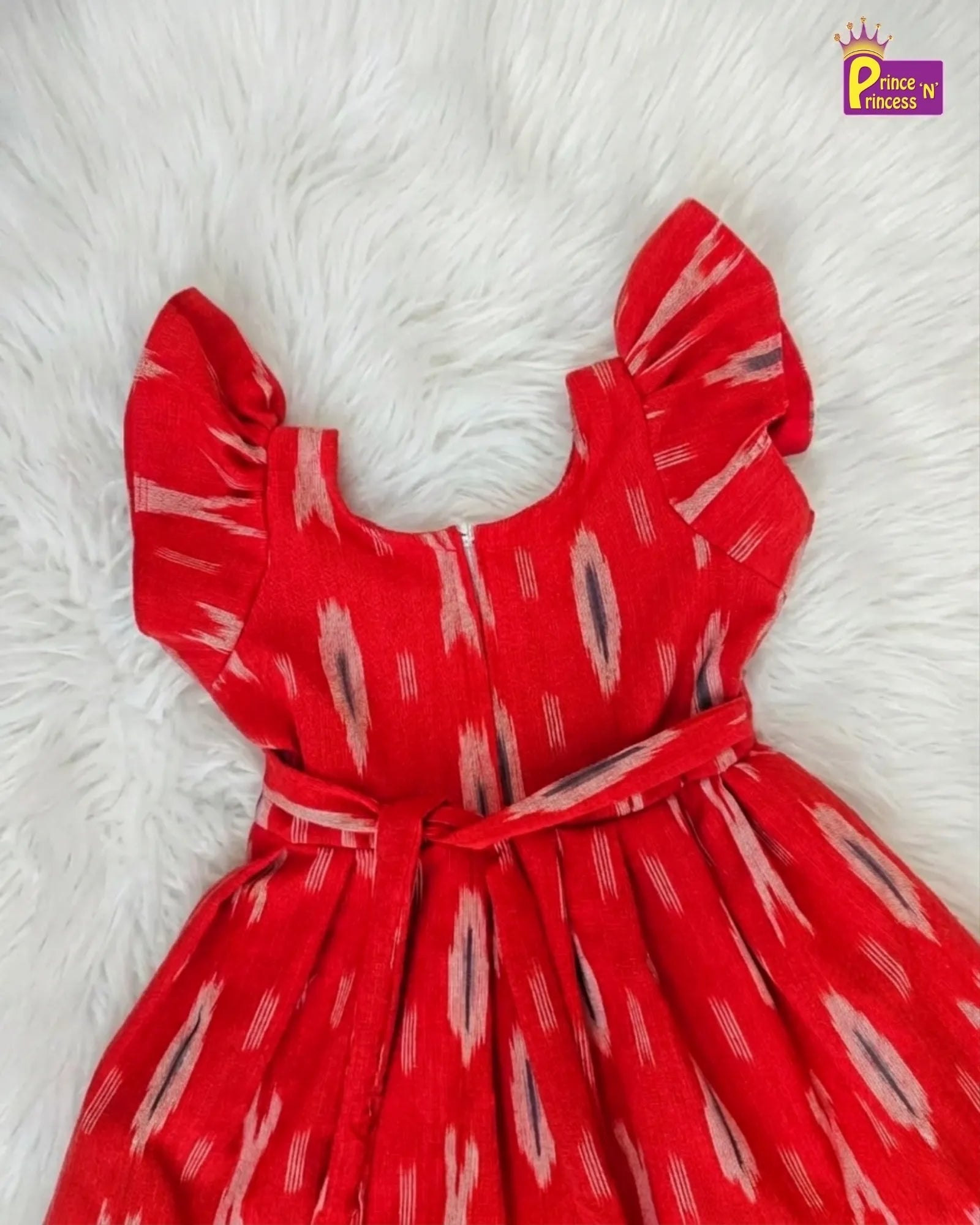 Girls Cotton Ikkat Knee Frock - Soft & Breathable Summer Dress CF396 - Prince N Princess