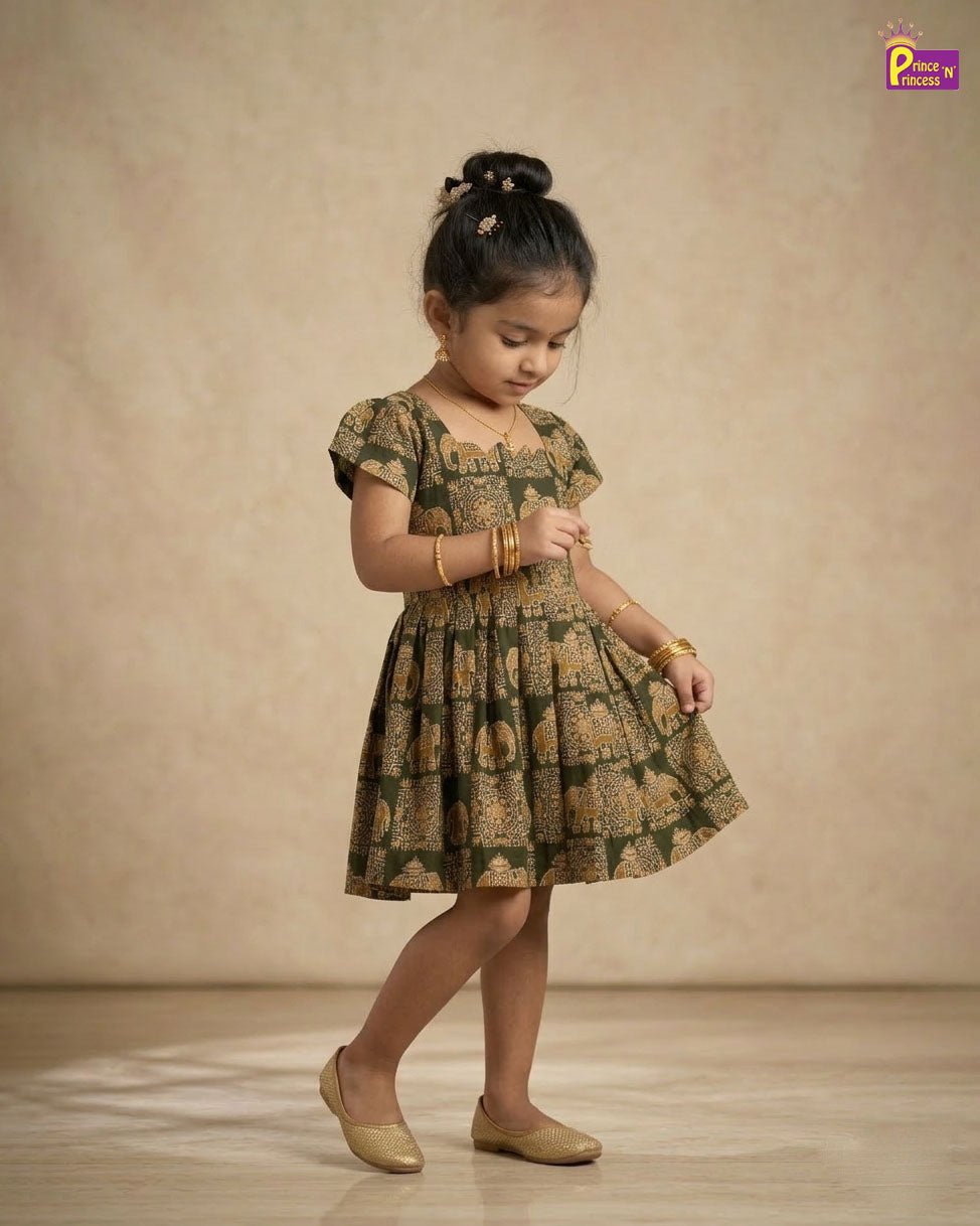 Girls Cotton Knee Frock - Breathable Summer Dress for Kids CF401 - Prince N Princess