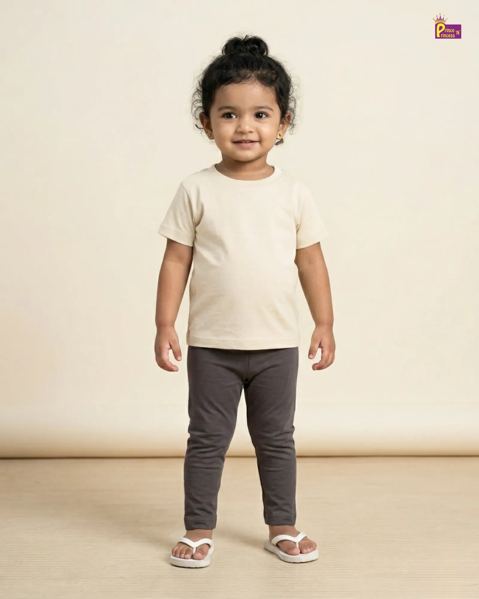 Girls Cotton leggings in Grey Solid LG009 for kids festival wear