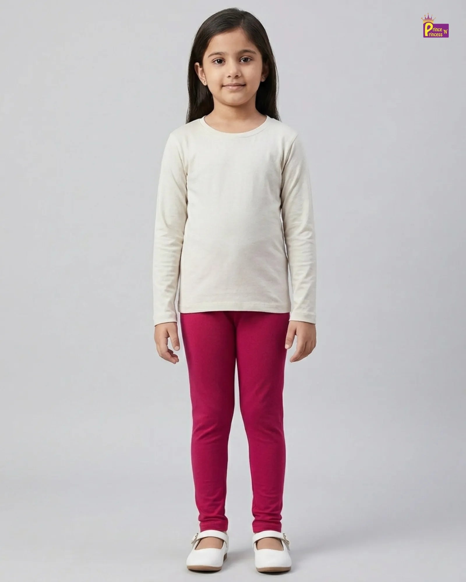 Girls Cotton leggings in Pink Solid LG001 for kids festival wear