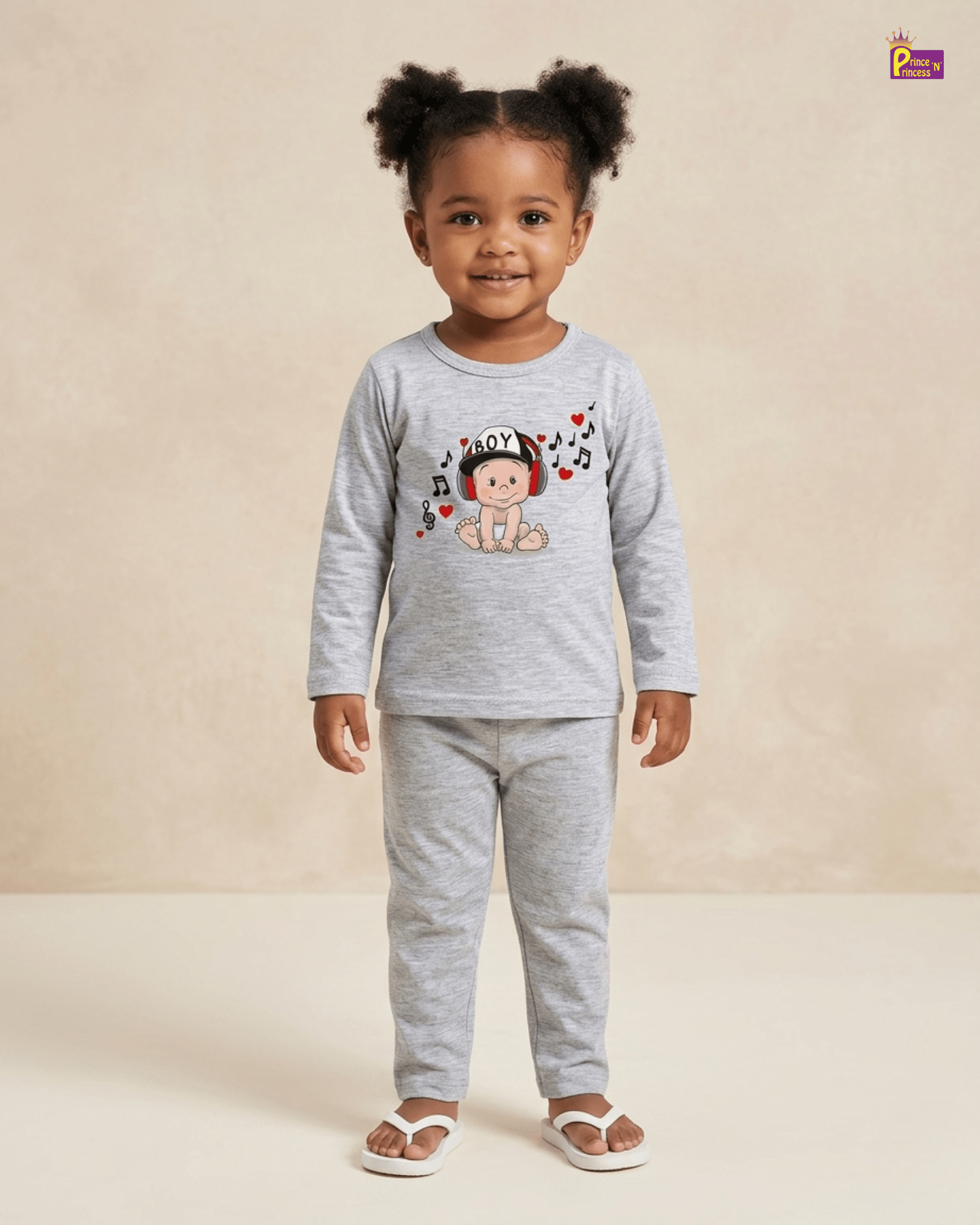 Girls Cotton Printed T-Shirt in Grey GTS054 for kids festival wear