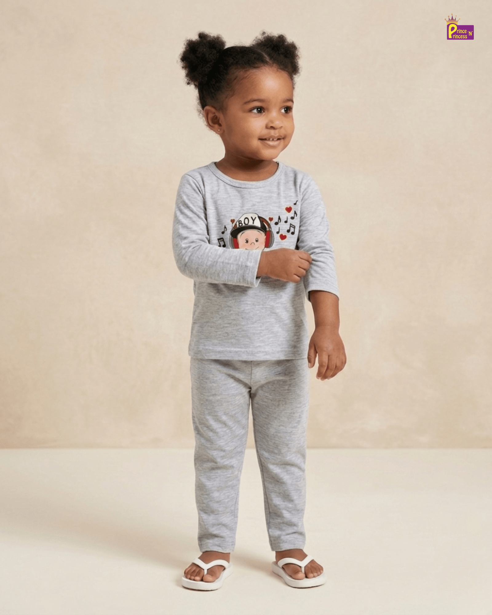 Girls Cotton Printed T-Shirt in Grey GTS054 for kids festival wear