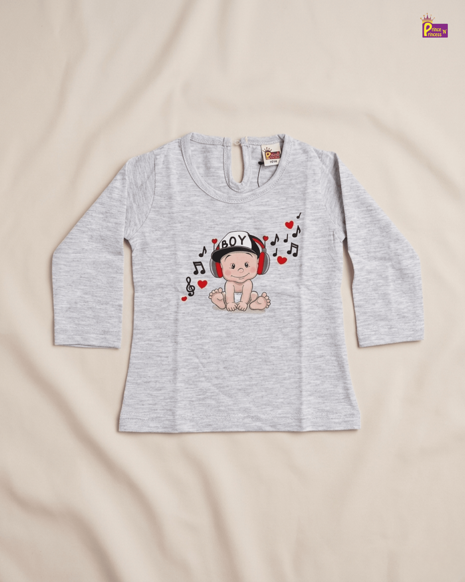 Girls Cotton Printed T-Shirt in Grey GTS054 for kids festival wear