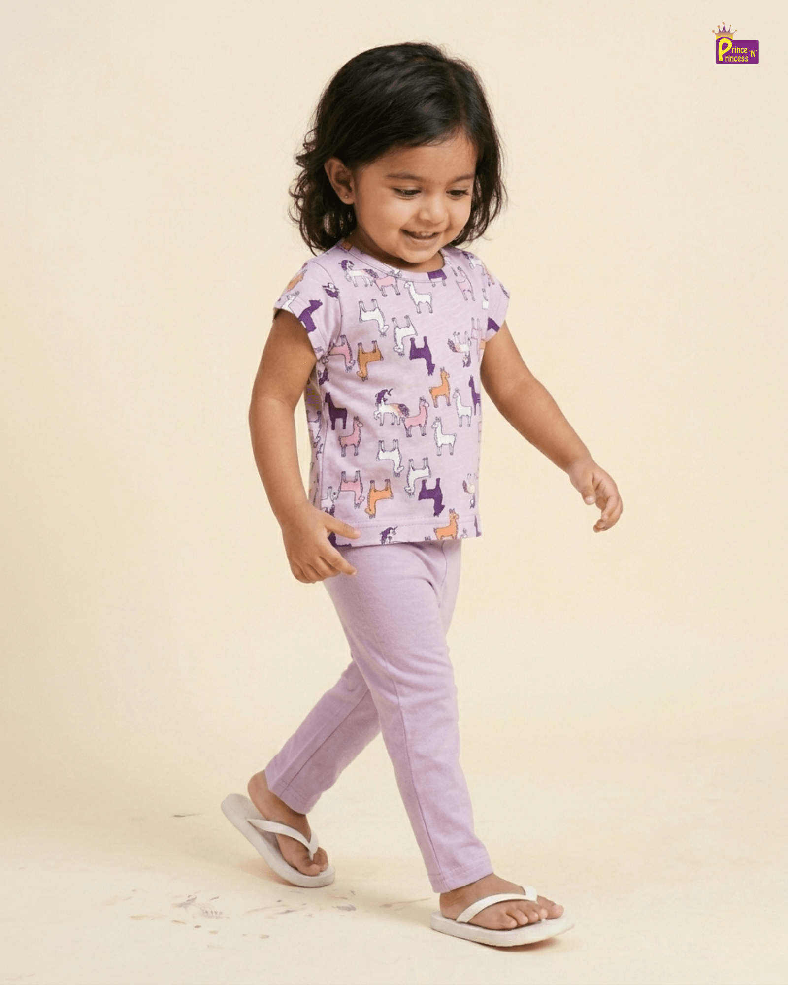 Girls Cotton Printed T-Shirt in Pink GTS028 for kids festival wear