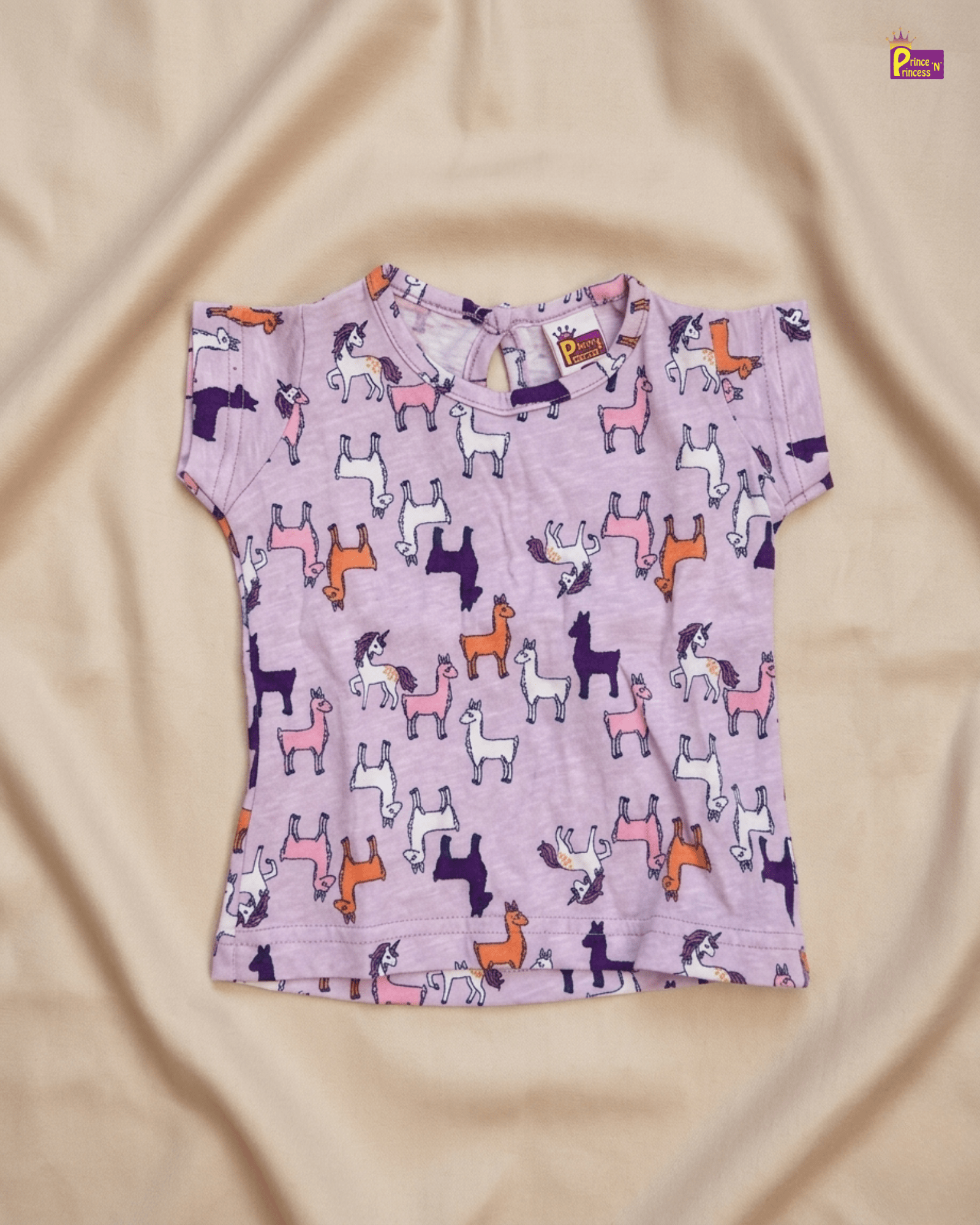 Girls Cotton Printed T-Shirt in Pink GTS028 for kids festival wear