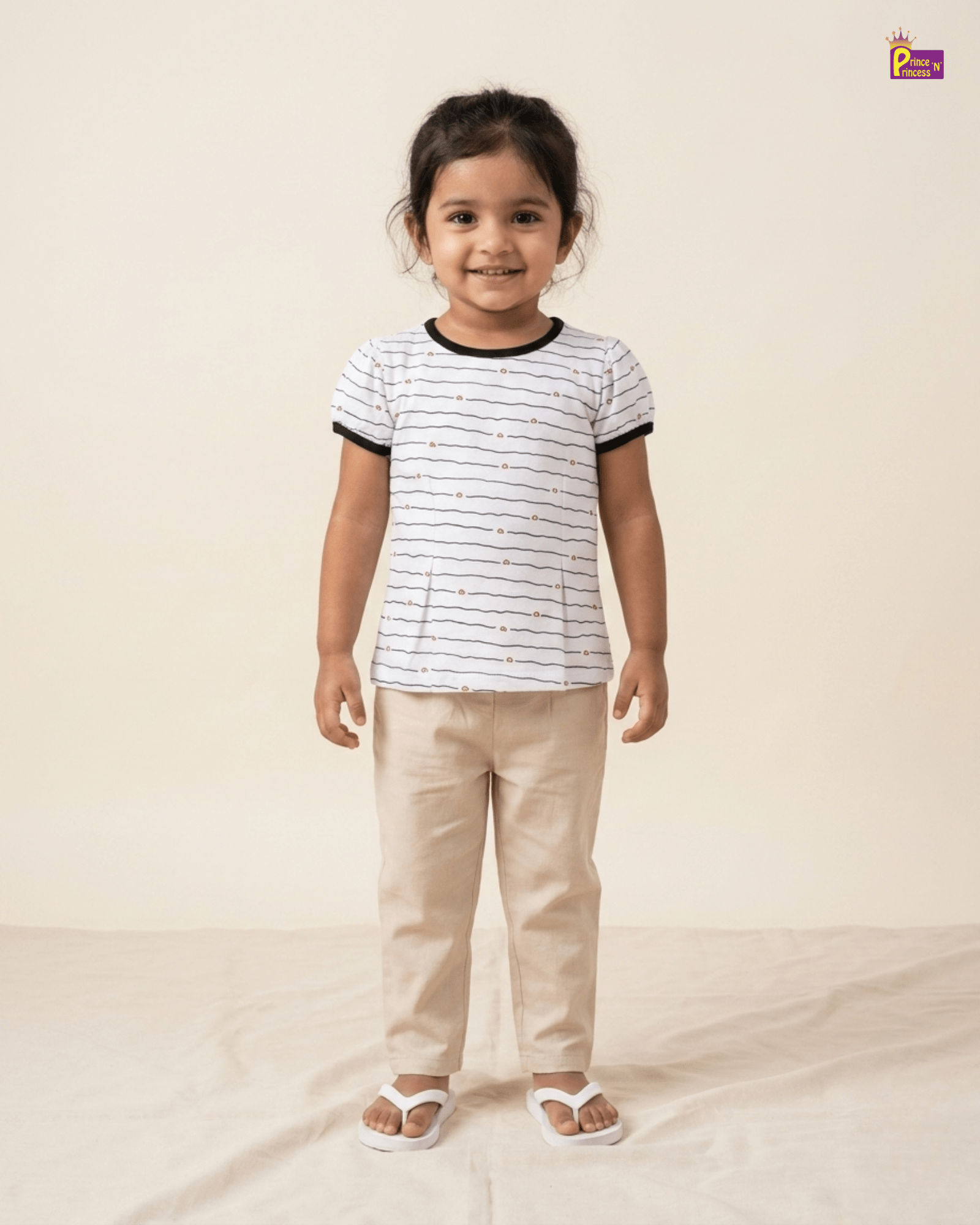 Girls Cotton Printed T-Shirt in White GTS008 for kids festival wear