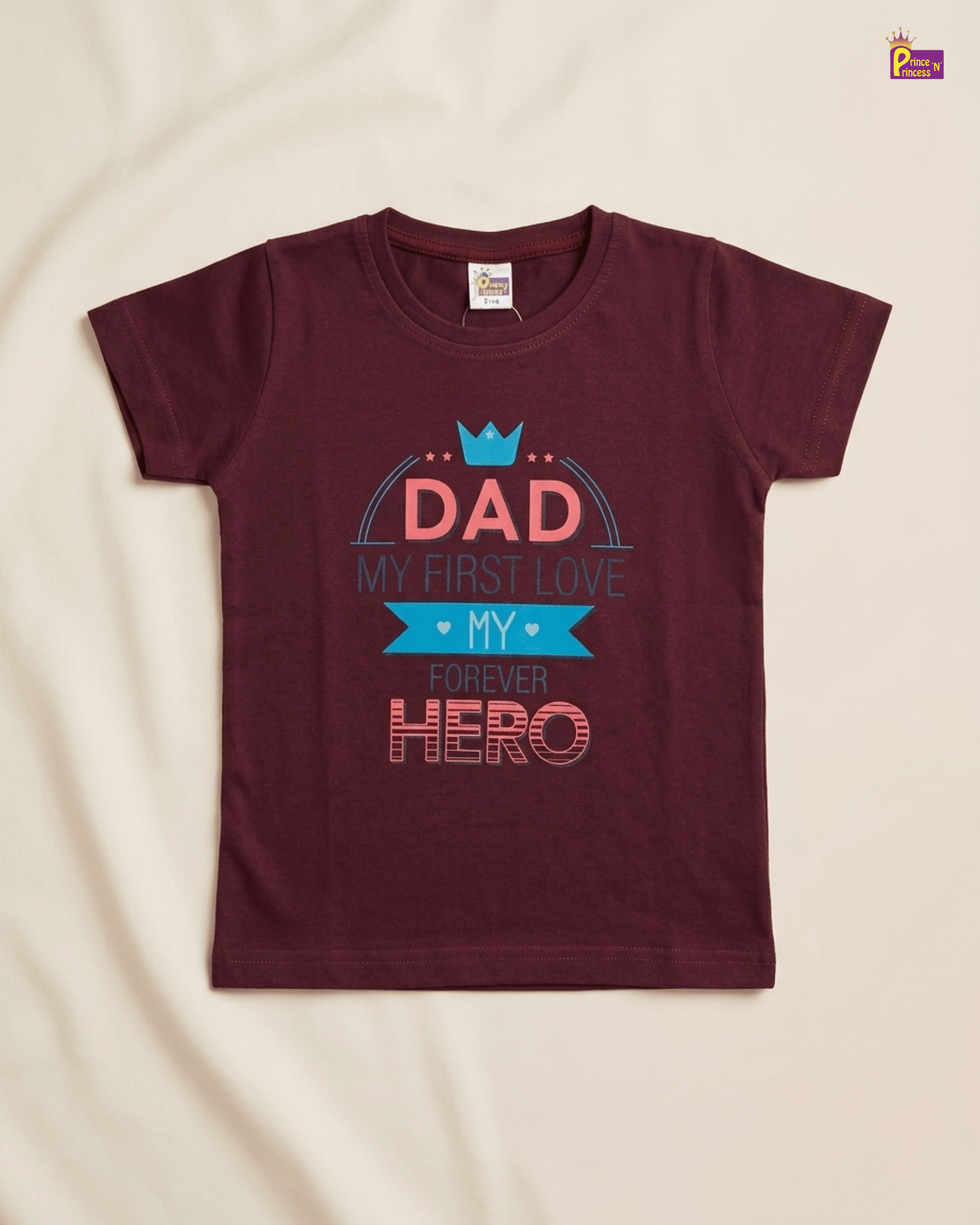 Girls Cotton Printed T-Shirt in Wine GTS085 for kids festival wear