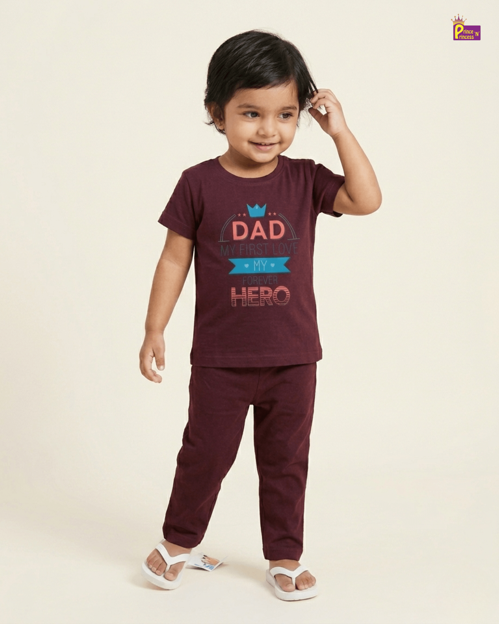 Girls Cotton Printed T-Shirt in Wine GTS085 for kids festival wear