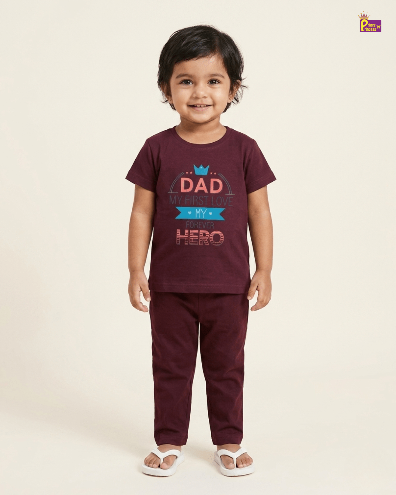 Girls Cotton Printed T-Shirt in Wine GTS085 for kids festival wear
