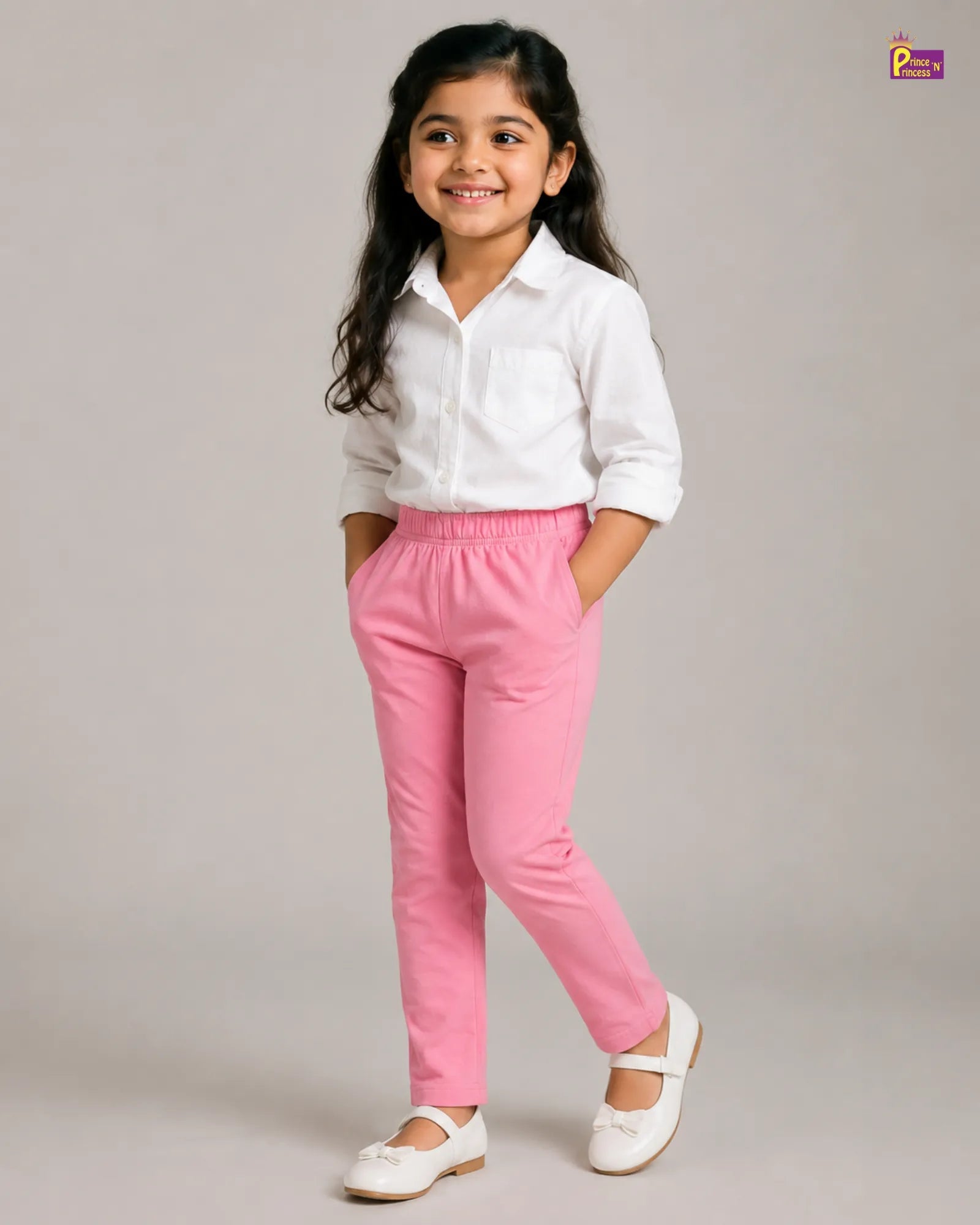 Girls Cotton Summer Wear Pant in Baby Pink GT018 for kids festival wear