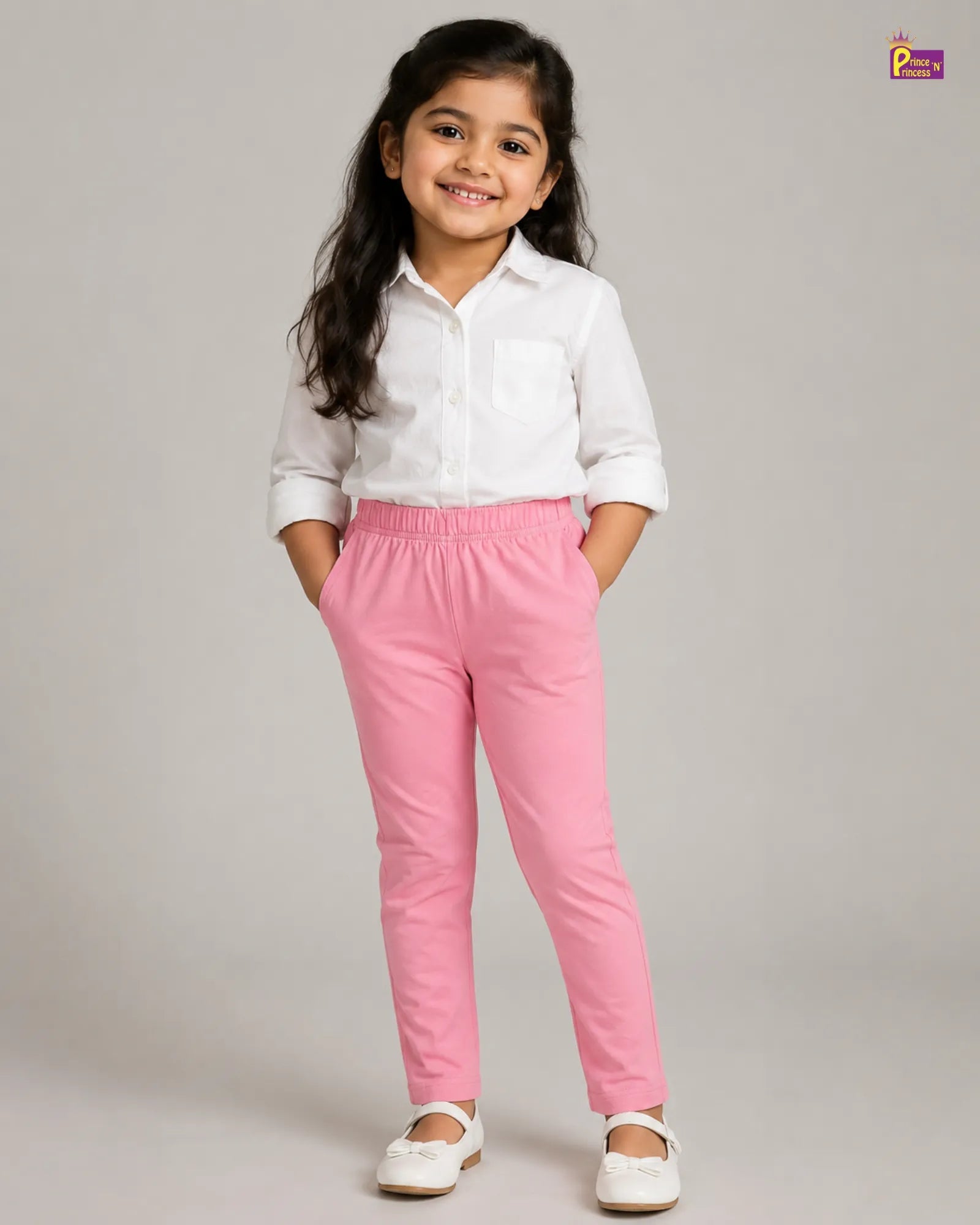 Girls Cotton Summer Wear Pant in Baby Pink GT018 for kids festival wear