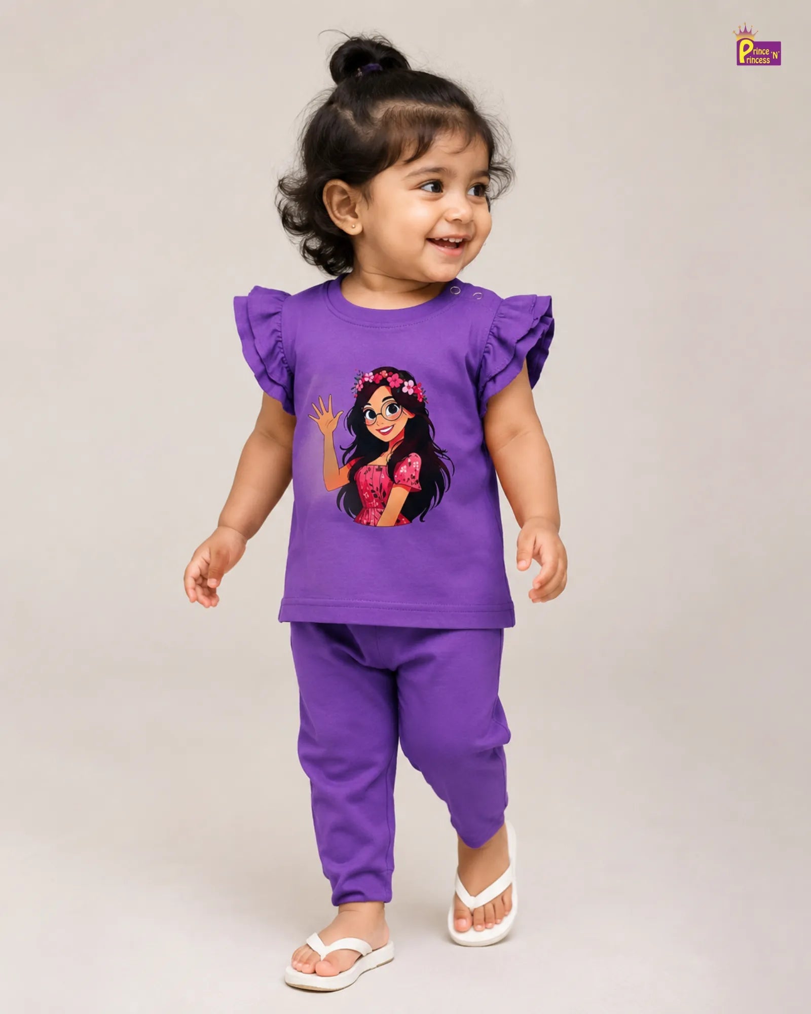 Girls Cotton T-Shirt in Purple GTS068 for kids festival wear