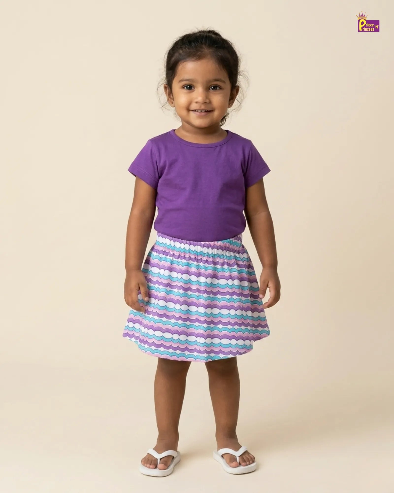 Girls Cotton T-Shirt with Skirt in Purple GTS026 for kids festival wear