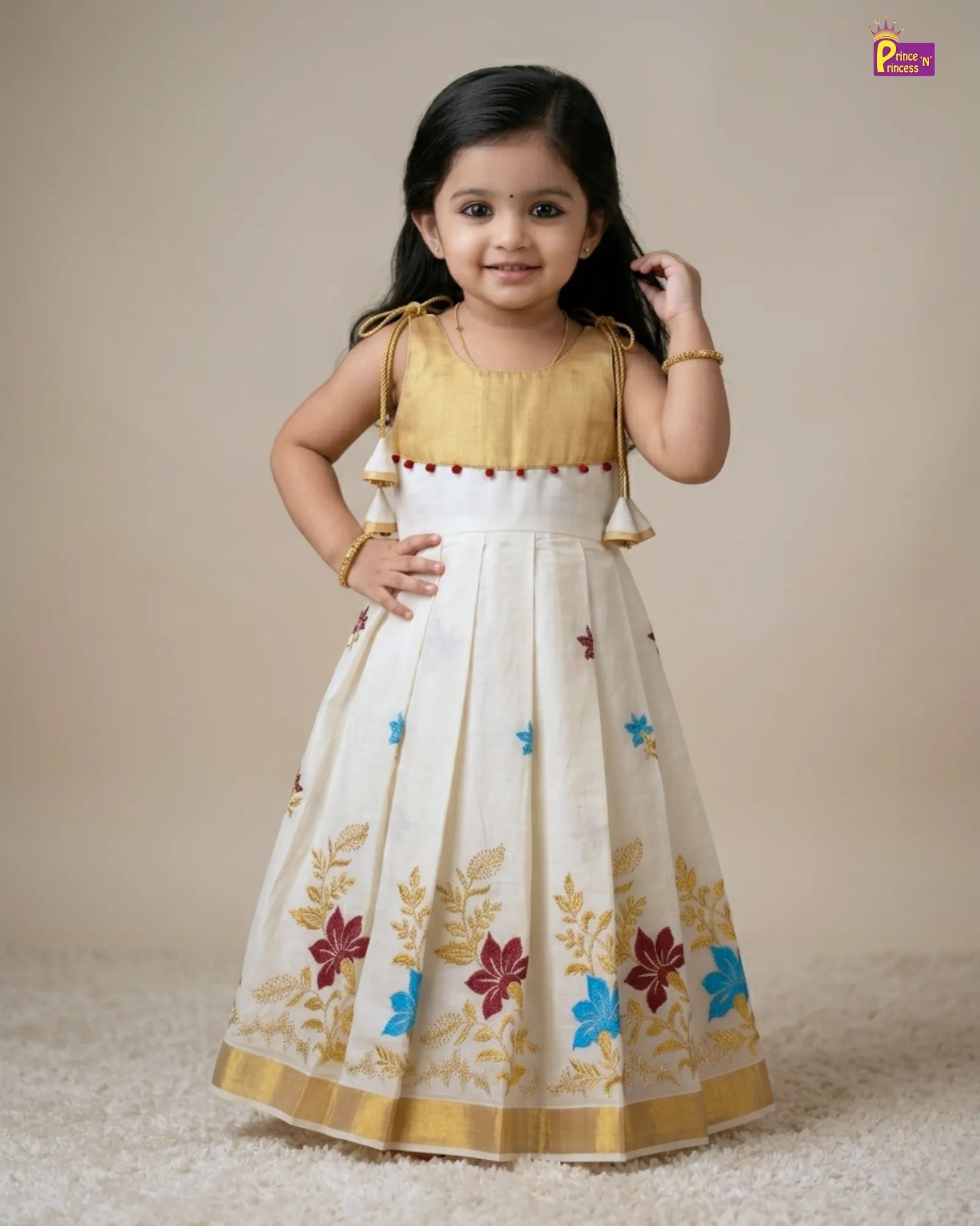newborn pattu fron with flower embrodiary work elegant look