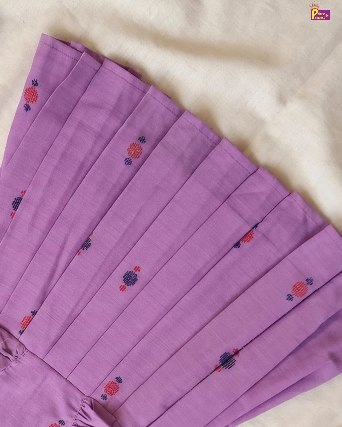 Girls Lilac Handloom Cotton Frock - CF452 for kids festival wear