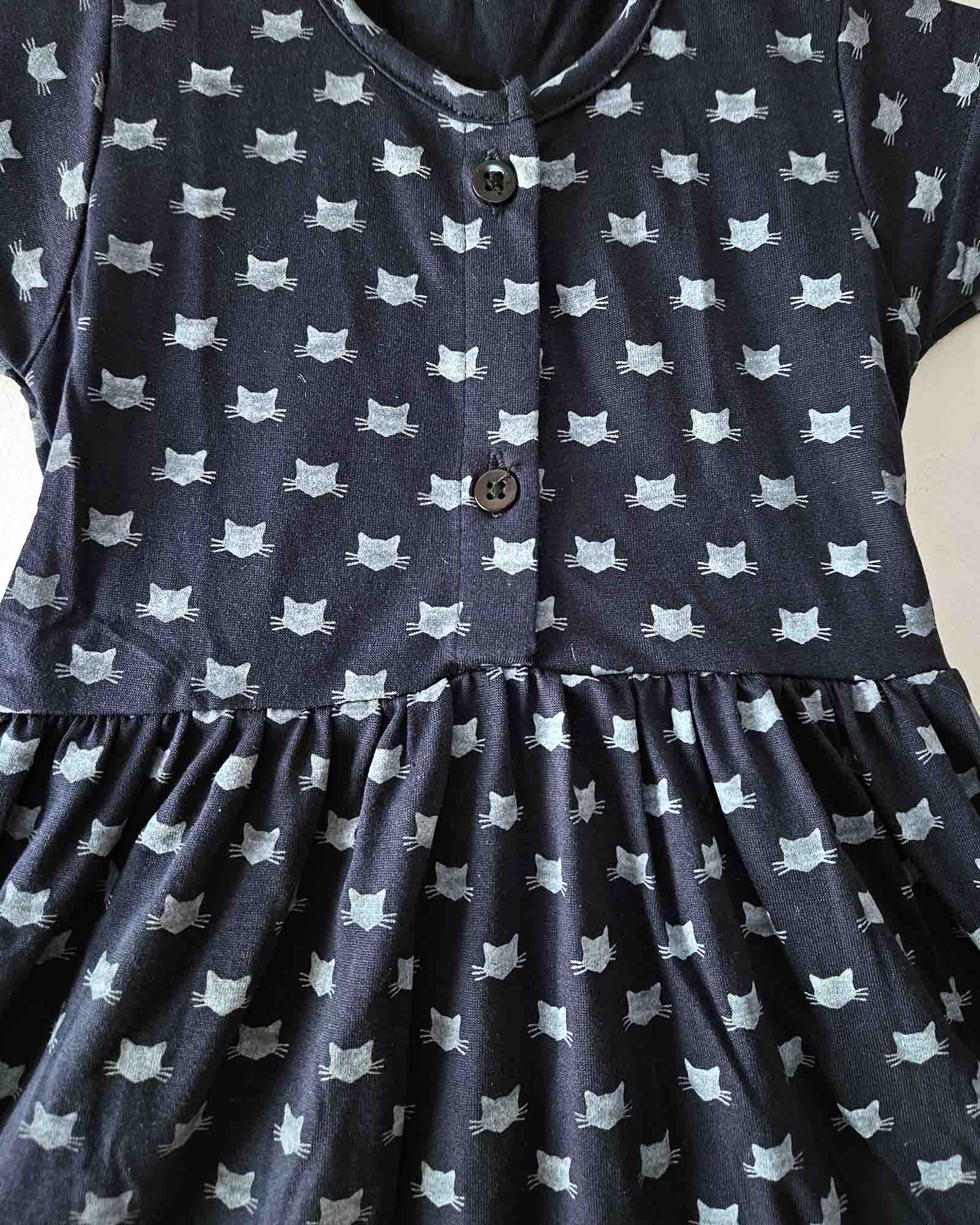 Girls Navy Blue Knitted Frock KF034 - Prince N Princess