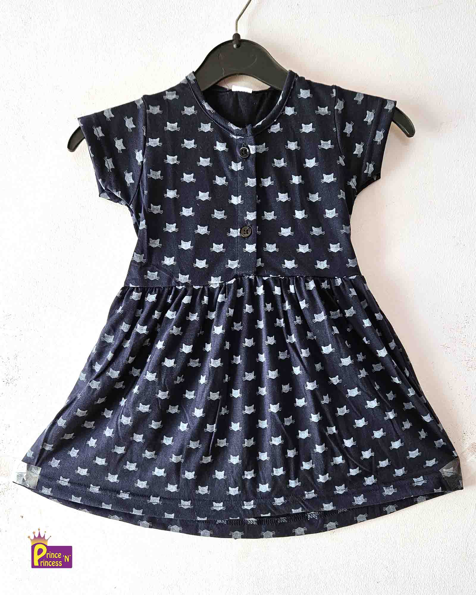 Girls Navy Blue Knitted Frock KF034 - Prince N Princess