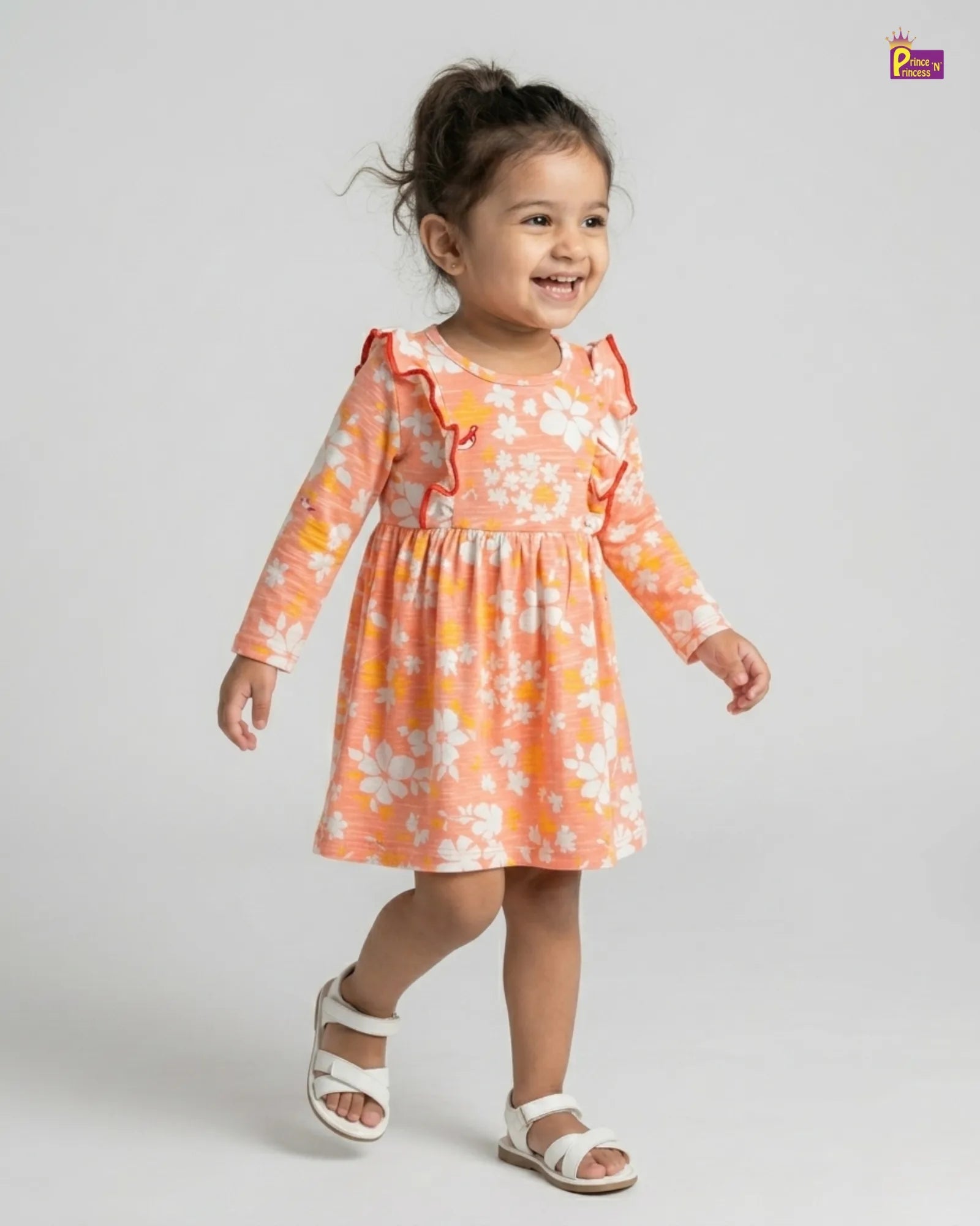 Girls Orange Knitted Frock KF035 for kids festival wear