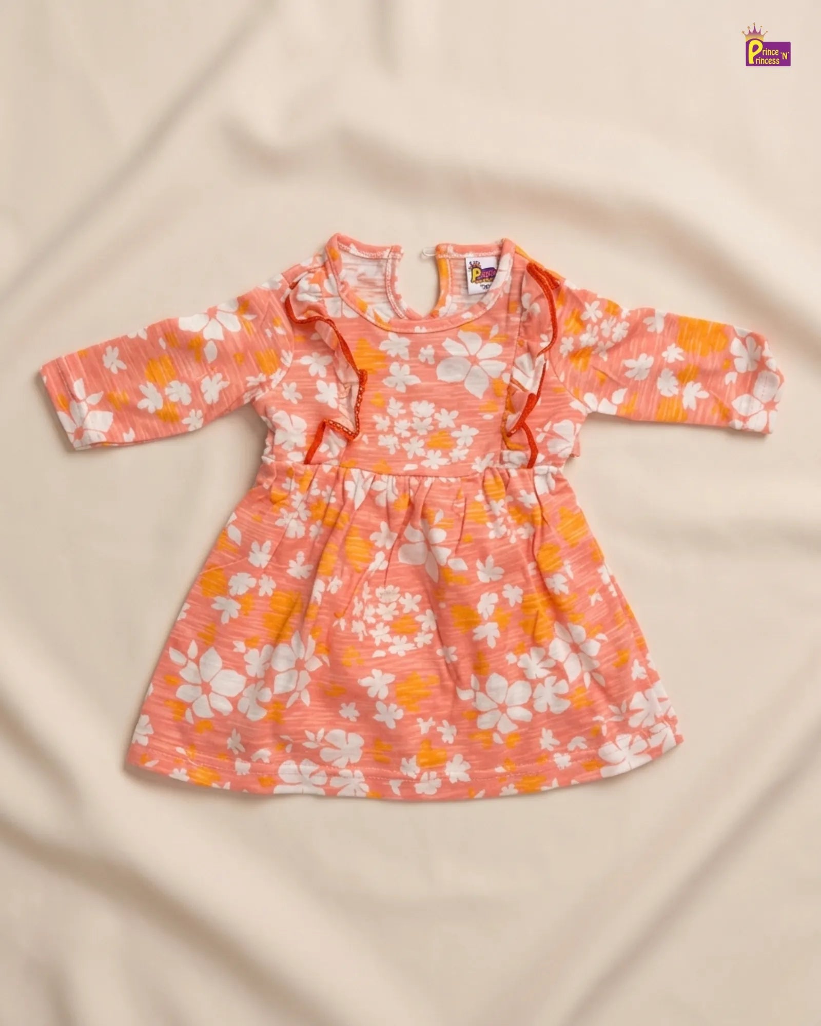 Girls Orange Knitted Frock KF035 for kids festival wear