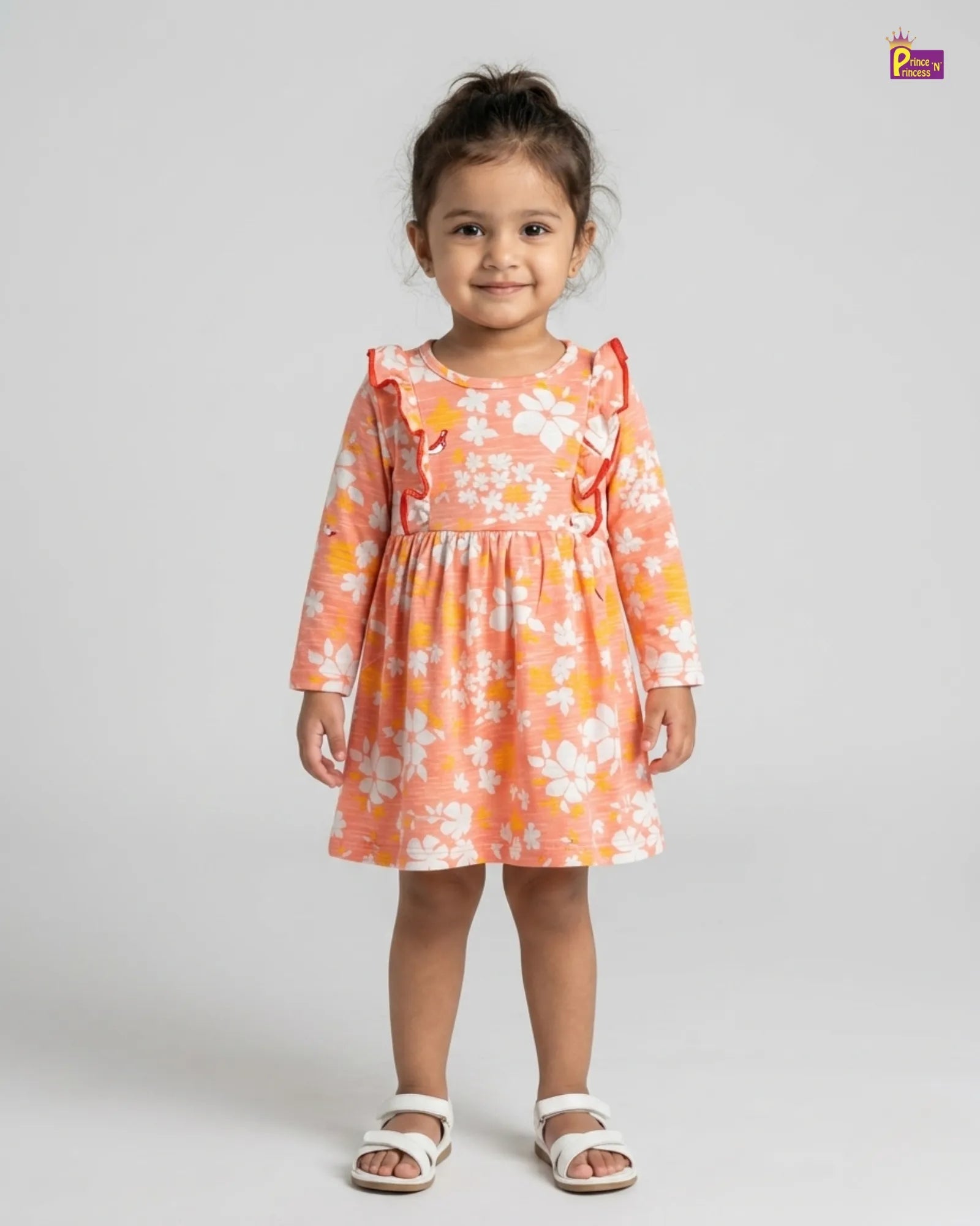 Girls Orange Knitted Frock KF035 for kids festival wear