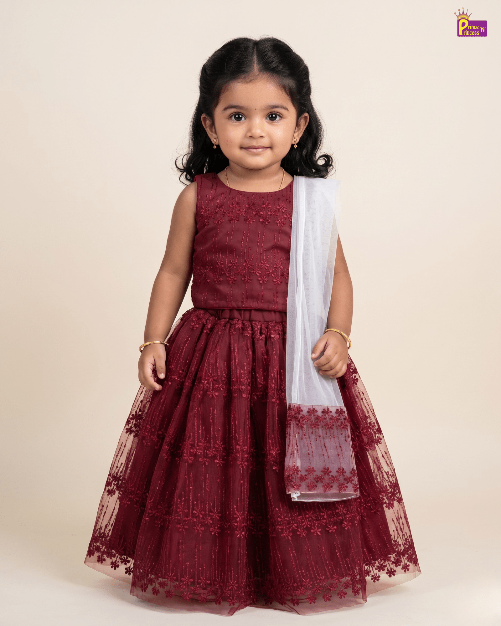 Girls’ Red Elegant Party Wear Outfit - LC256 for kids festival wear