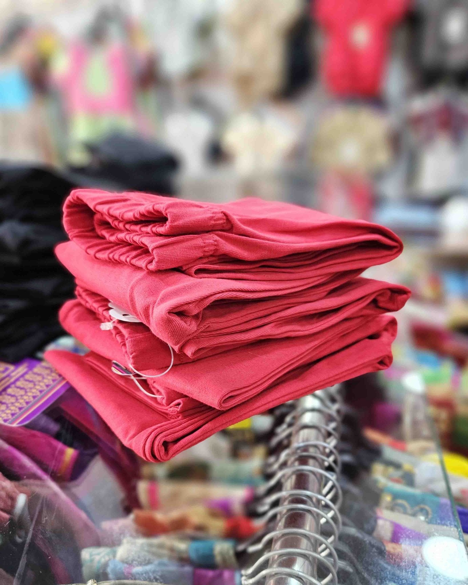 Girls Red Solid Cotton leggings LG007 - Prince N Princess