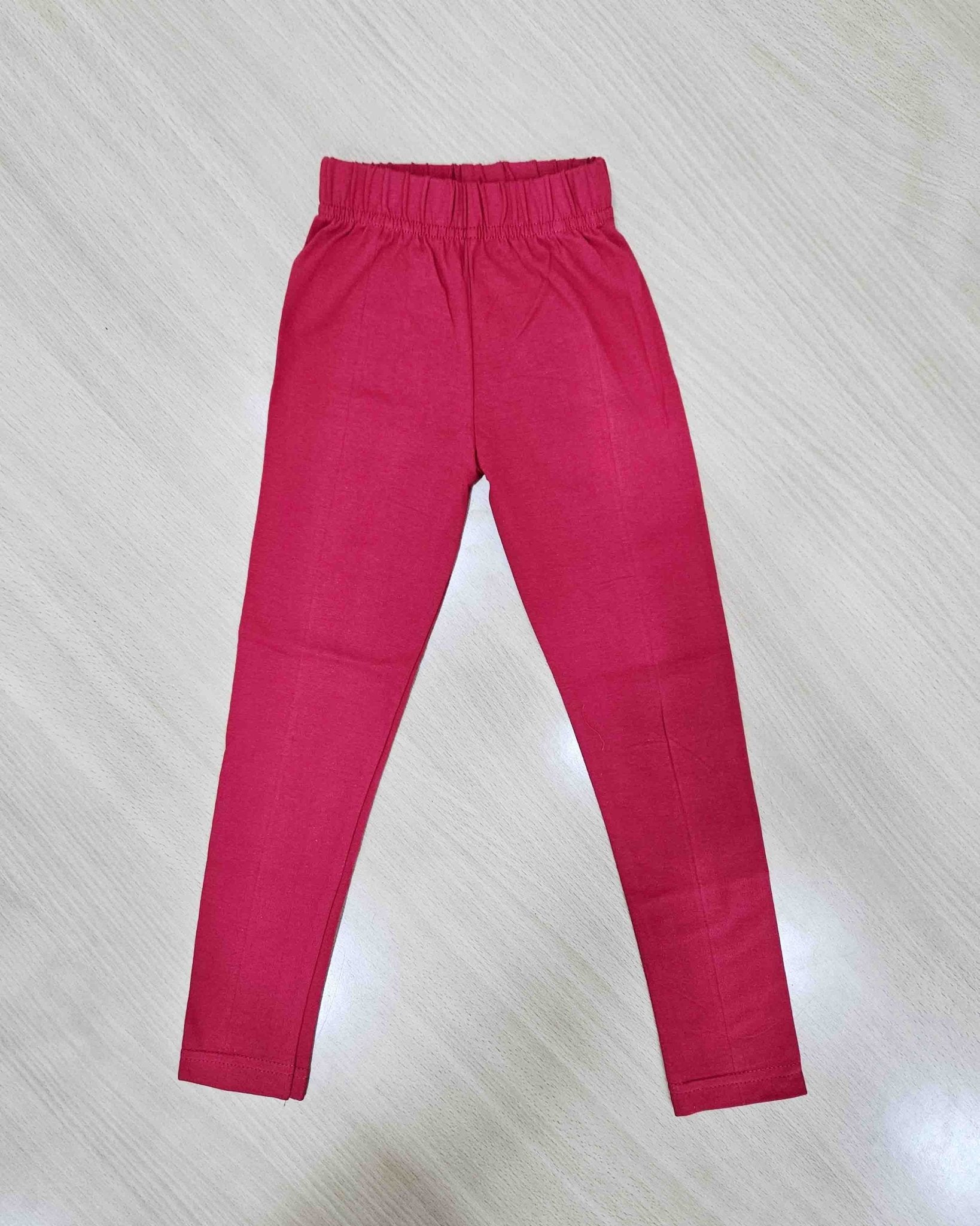 Girls Red Solid Cotton leggings LG007 - Prince N Princess