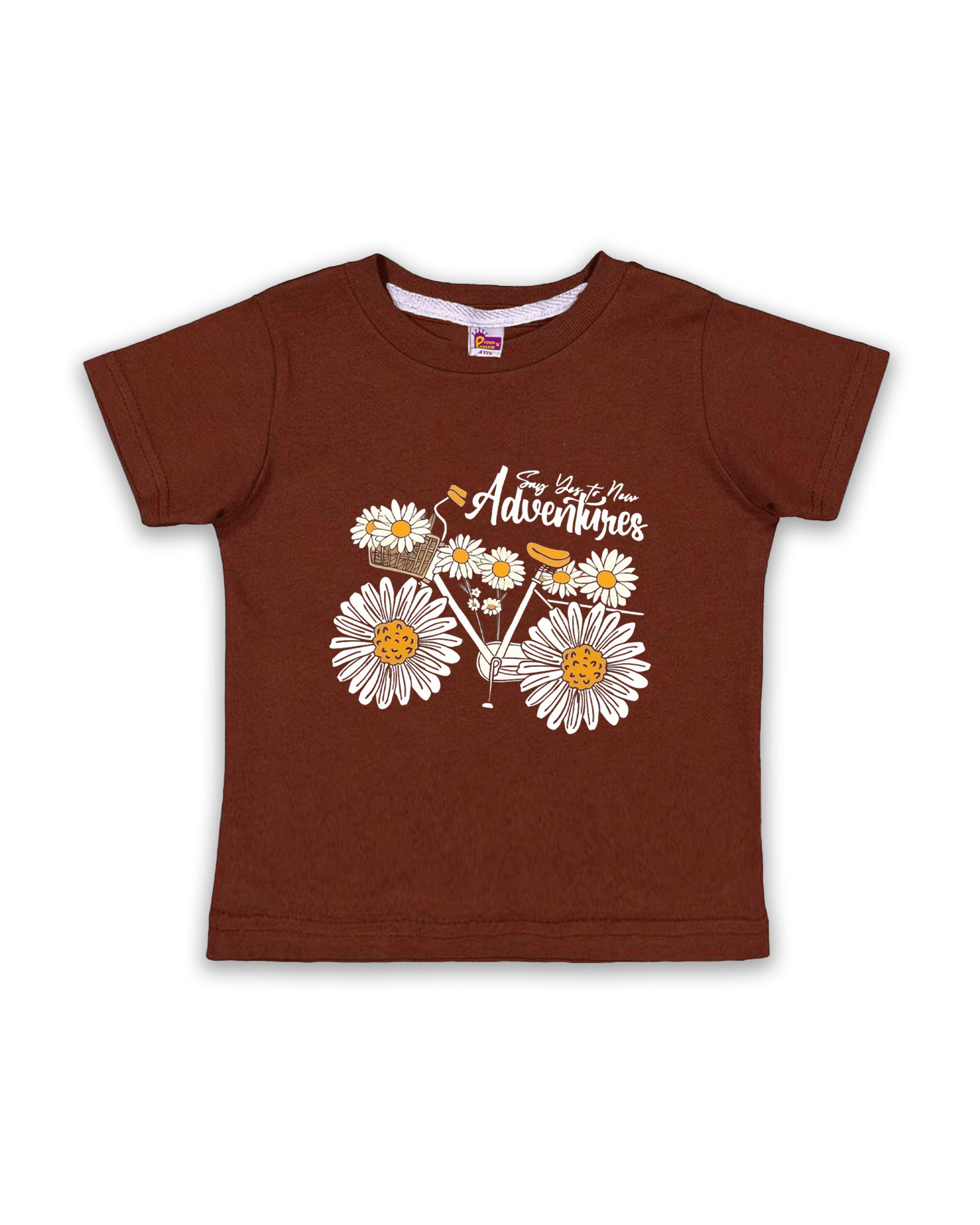 Girls T-Shirts Half Sleeve (ChocoBrown) FTS0162 - Prince N Princess