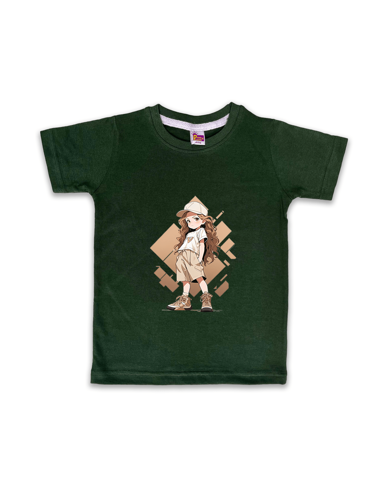 Girls T-Shirts Half Sleeve (Dark Green) FTS073 - Prince N Princess