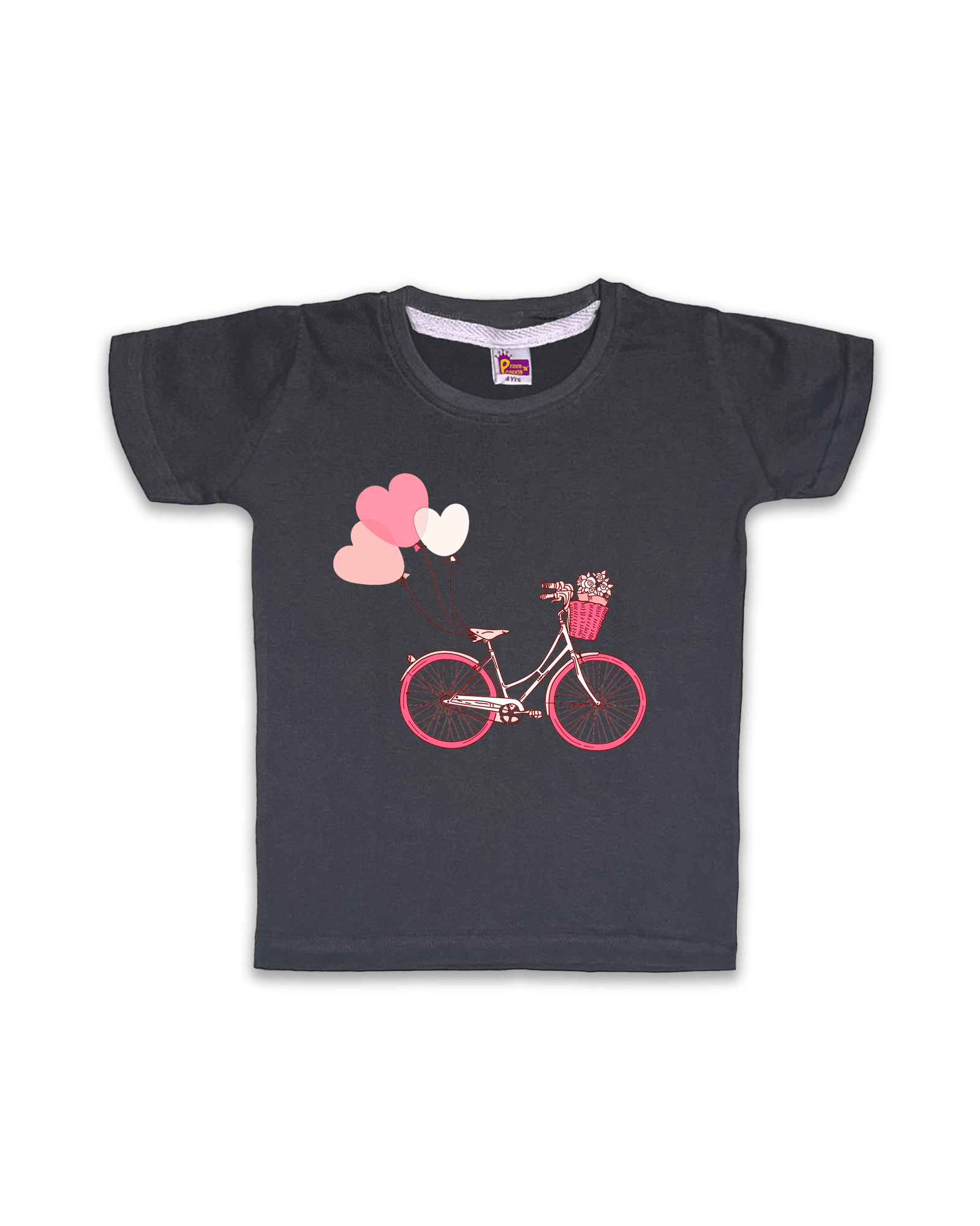 Girls T-Shirts Half Sleeve (Dark Grey) FTS062 - Prince N Princess